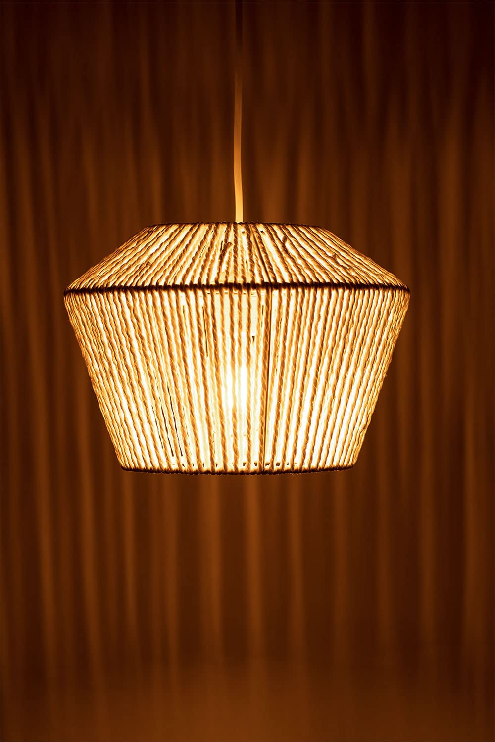 AKWAY Rattan Seagrass Paper Raffia Kauna Grass Wicker Lamp Premium Ceiling Light/Pendant Light Handwoven - 1 Piece (12" Dia x 9'H) (Beige) (Bulb not Included)-image-43