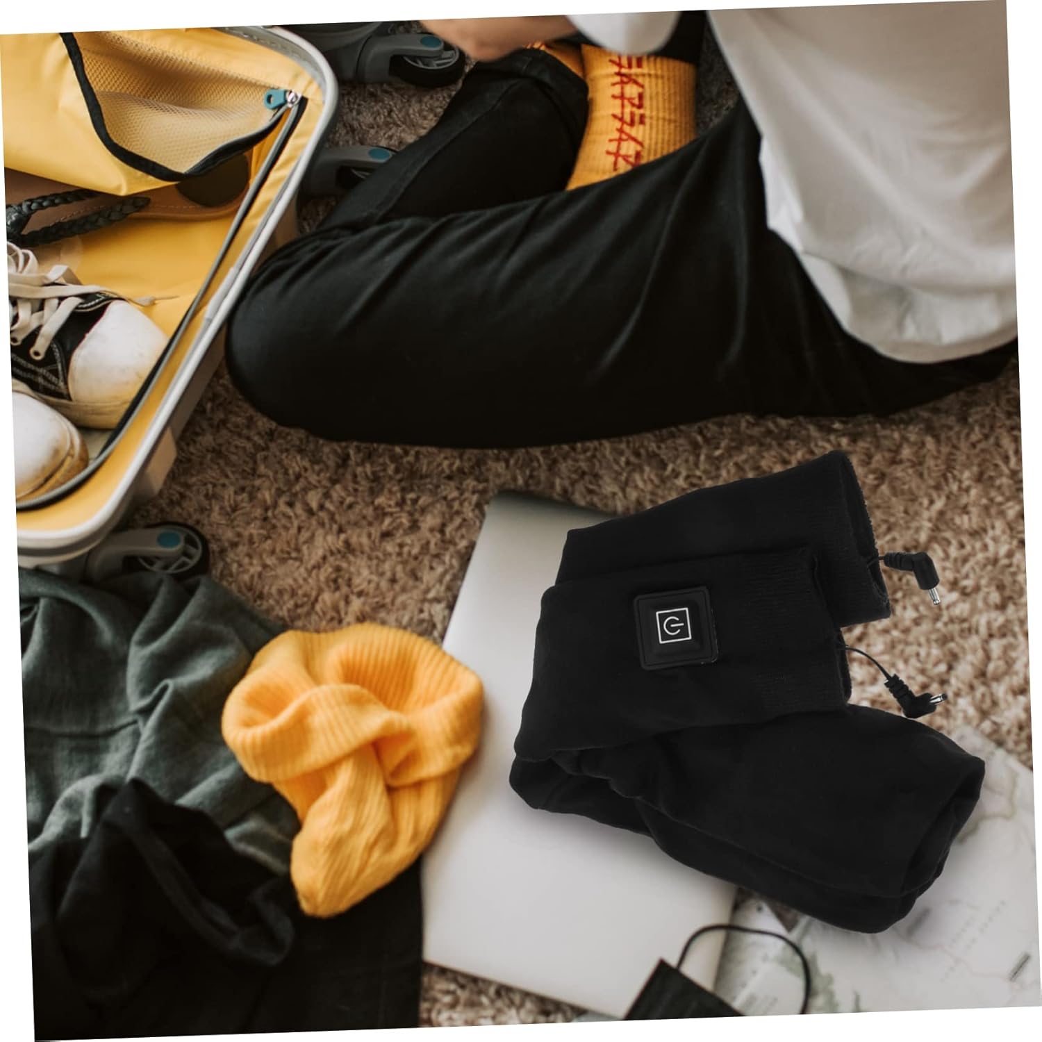 Didiseaon 2pairs Cotton Electric Heating Socks Rechargeable Three Heat Settings for Sports and Daily and Comfortable Warm Socks for Men and Women