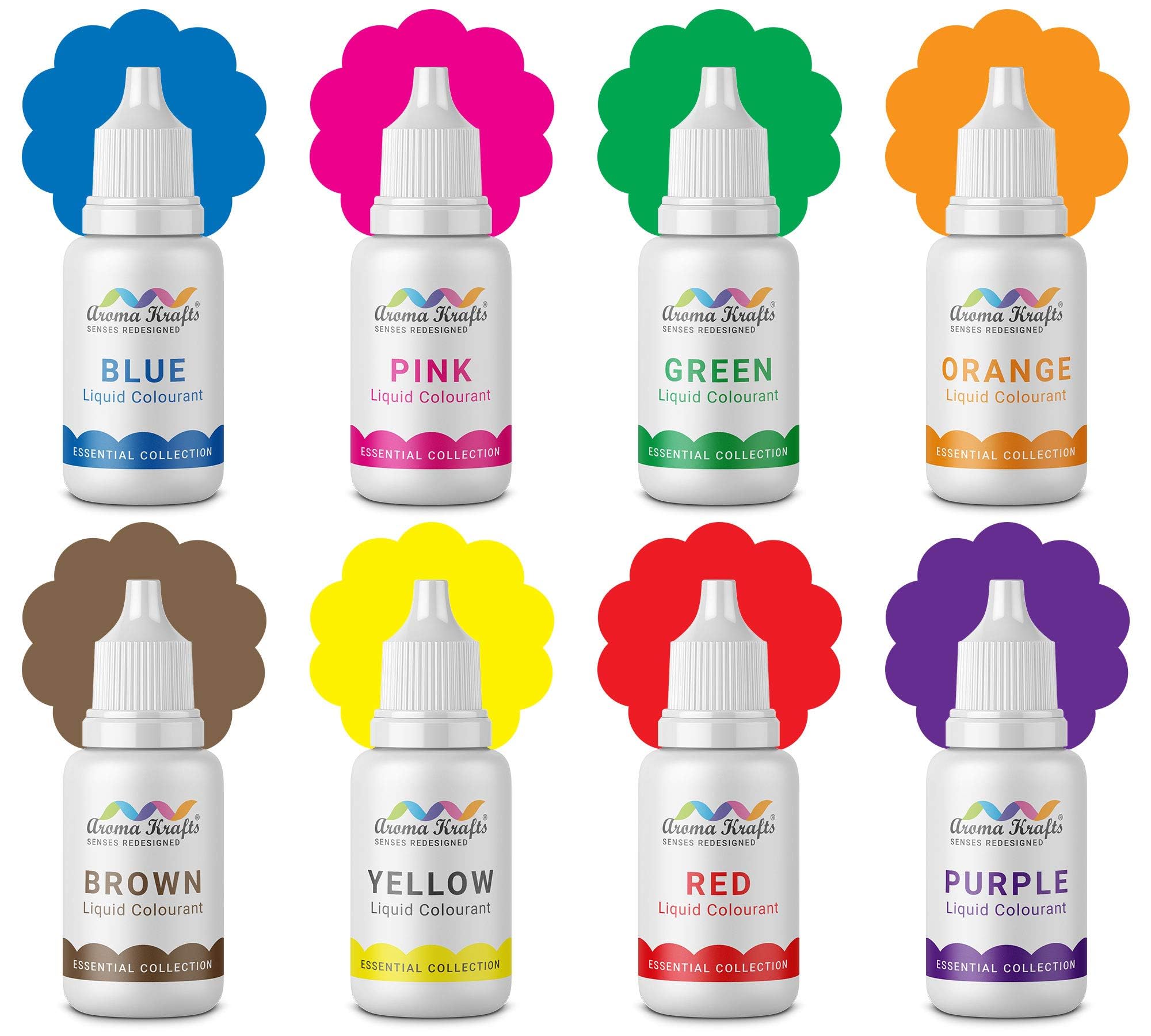 Aromakrafts® DIY Liquid Soap Making Colours for Melt & Pour Soaps - Set of 8 (15 ml Each)