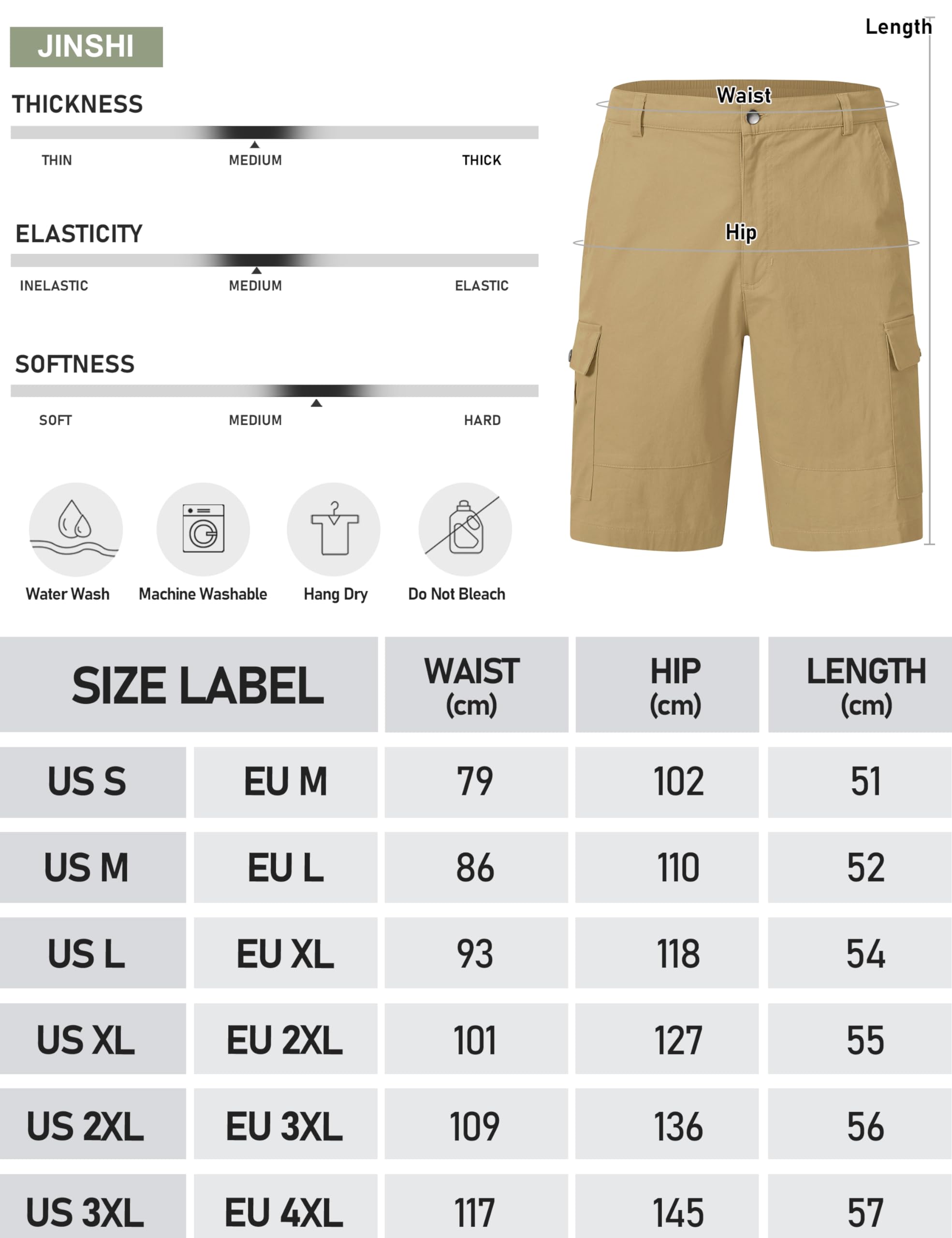 JINSHI Pantaloncini Cargo Uomo Cotone Shorts Bermuda Estivi Leggeri Lavoro Pantaloni Corti Sportivi da Escursionismo con Multi-Tasche