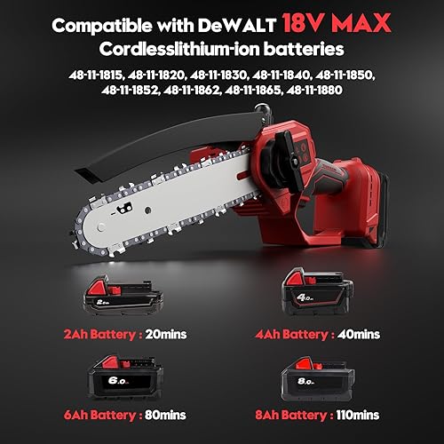 Miniatura 5 de Mini motosierra para batería Milwaukee de 18V, Auto-Oiler, motosierra de podar sin cable de 2-EN-1 sin escobillas de 8 pulgadas y 6 pulgadas,