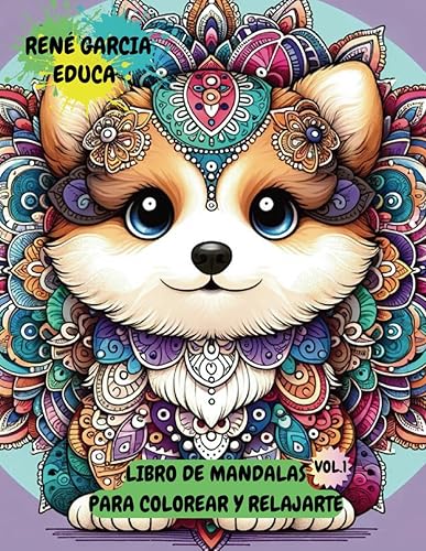 Libro de Mandalas para Colorear con Perros y Gatos Chibis: Tamaño A4 - Libros para pintar Mandalas - Impresión a una cara (Aventuras con tus amigos Chibis)