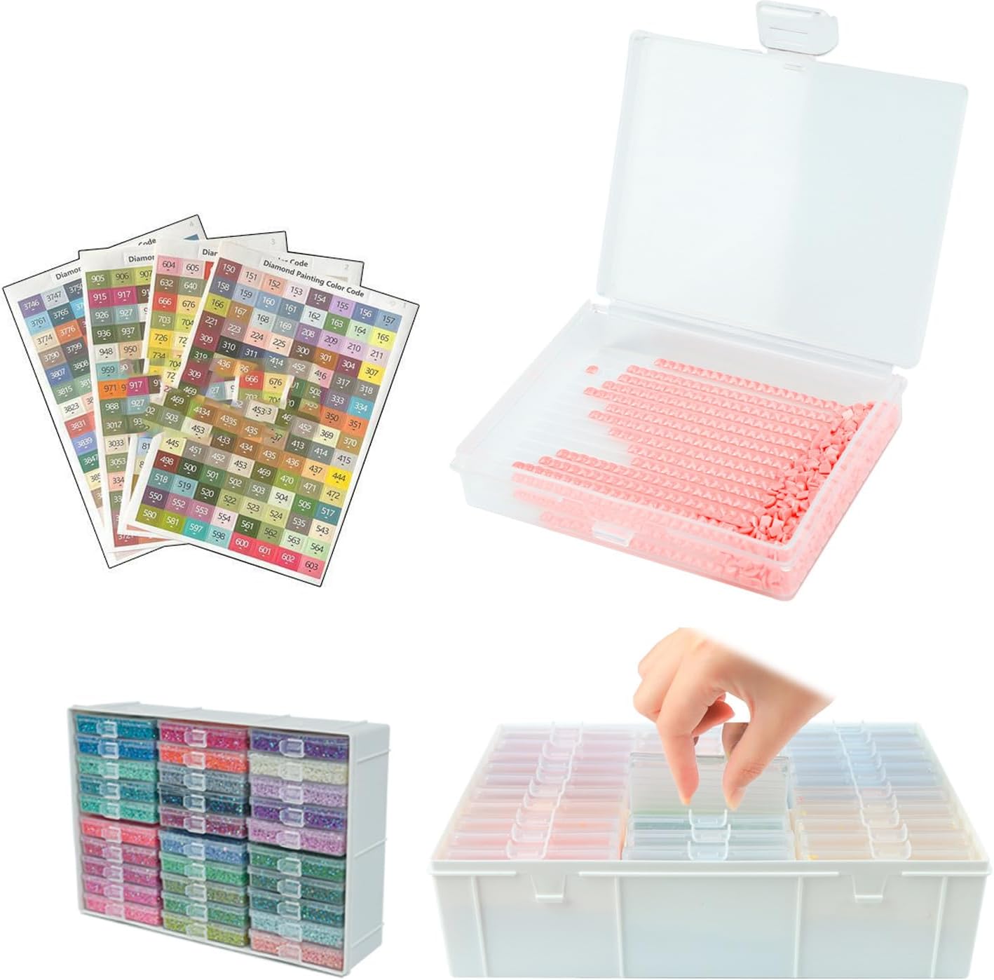 FRANDEK 30pcs Diamond Art Painting Organizer with Lids Diamond Art Storage Containers Trays for 5D Art Beads Storage