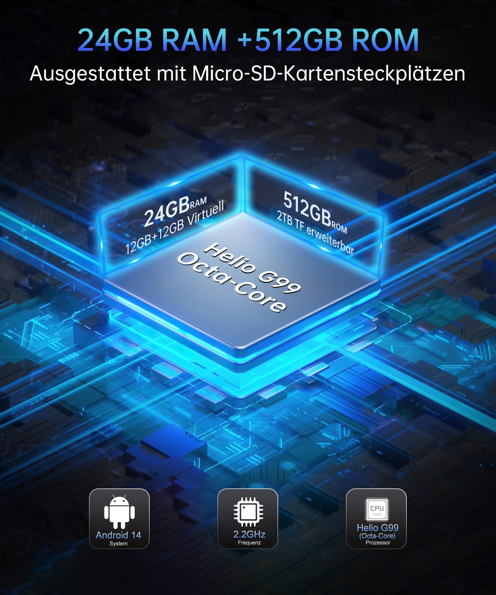 8849 Tank Pad E Android 14 4G Outdoor Tablet mit 21.000 mAh Großer Akku | 10.95’’ Großes Display, Built-in 100-LM-Projektor, IP68 Wasserdicht Staubdicht, 512GB Rugged Robustes Tablet Mit Ständer OTG