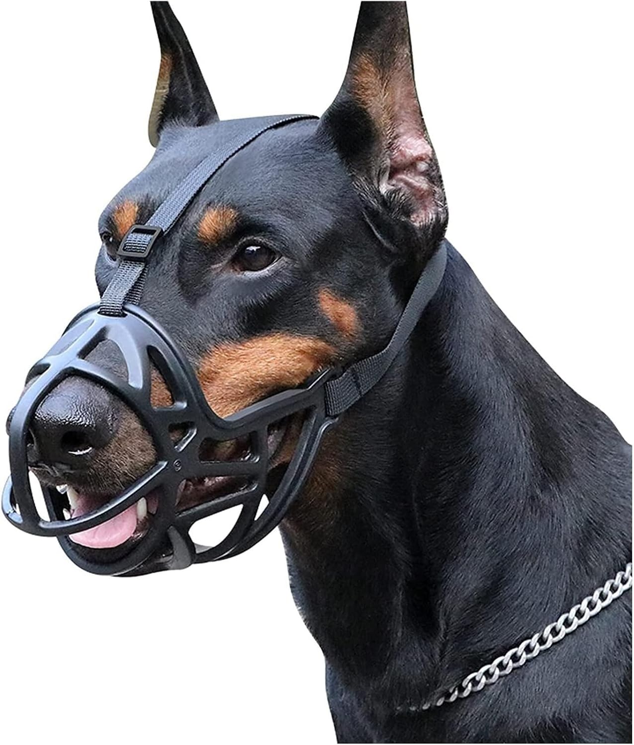 Adjustable Dog Muzzle for Medium & Large Dogs – Breathable Anti-Bite Mask Prevents Chewing & Barking – Safe for Drinking & Training(M)