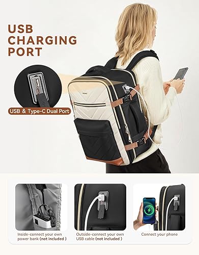 Miniatura 5 de BOSTANTEN Mochila de viaje para mujer, mochila de transporte aprobada por vuelo, mochila para laptop de 15.6 pulgadas, bolsa grande y ligera para