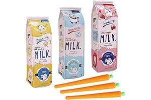 Kawaii Set of 3 Milk Carton Pencil Cases Cosmetic Bag + 3...