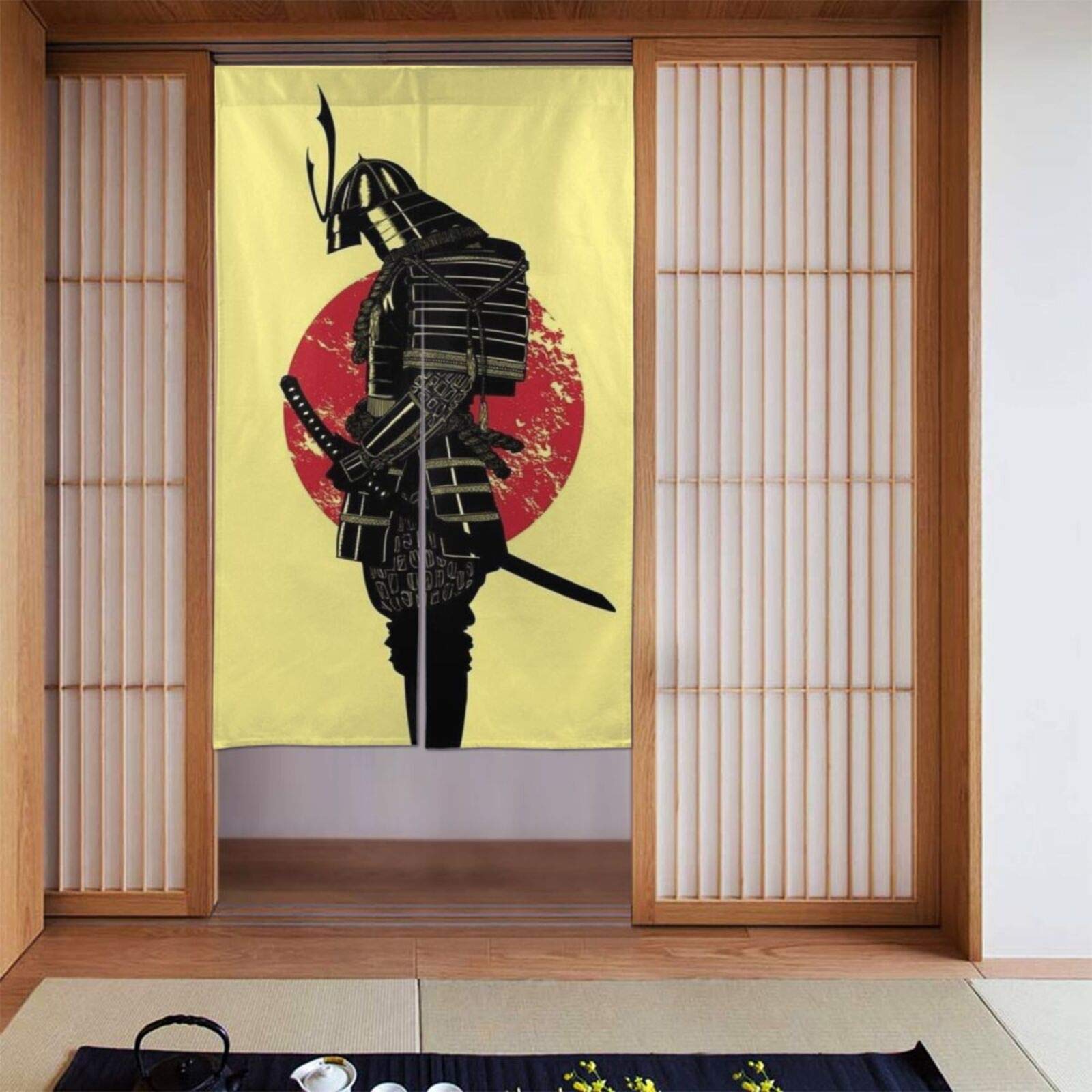 Home Decor Japanese Traditional Dragon Art Printed Doorway Curtain Polyester 34"" X56 Door Curtain for Kitchen Bistro Partition Shading Home Decorative… (Samurai)