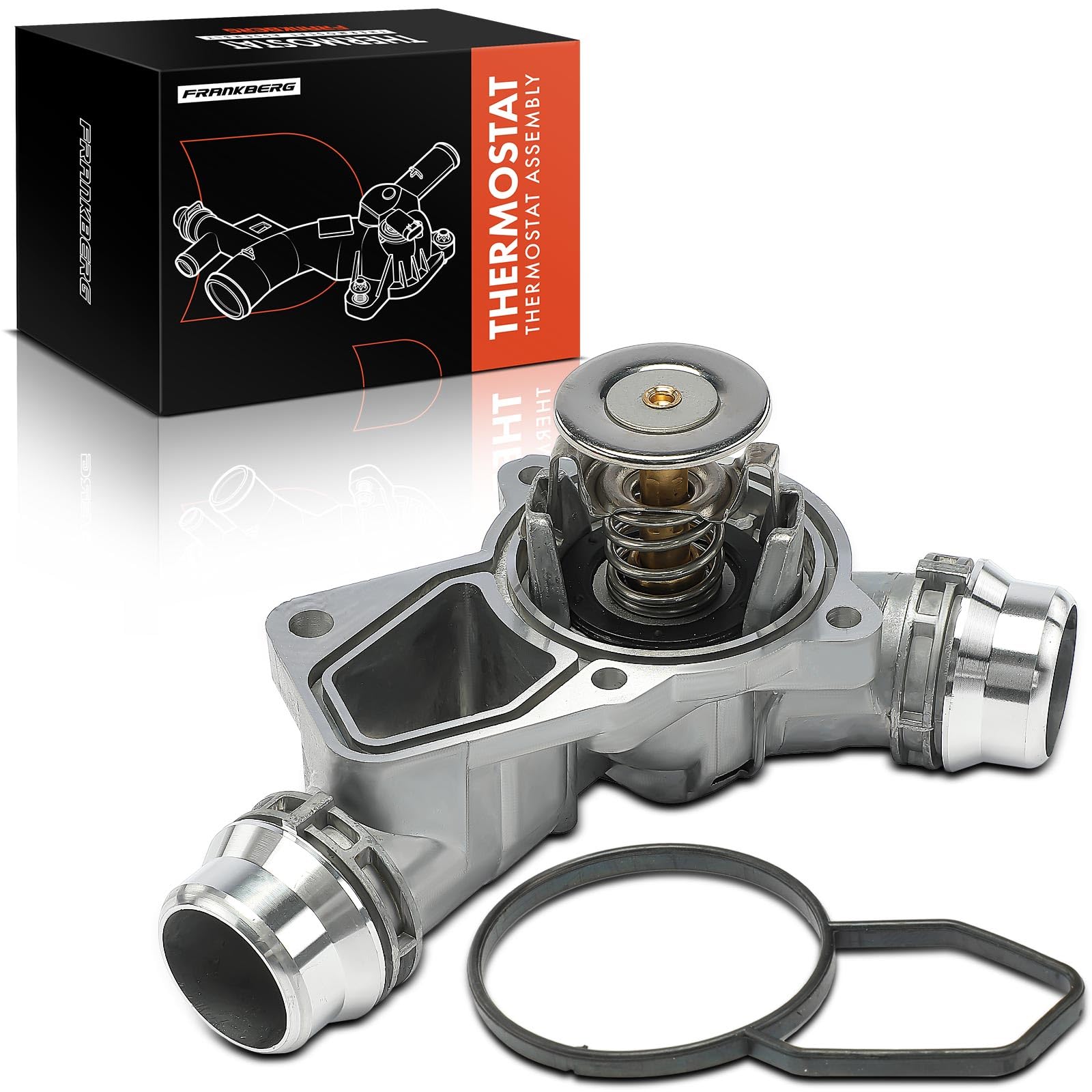 Frankberg Termostat płyn chłodzący 97°C z obudową 11531437040 | Kompatybilny z serii 3 E46, 3 Cabriolet E46, 3 Coupe E46, 3 Touring E36, 5 Touring E39, 7 E38, Touring E46