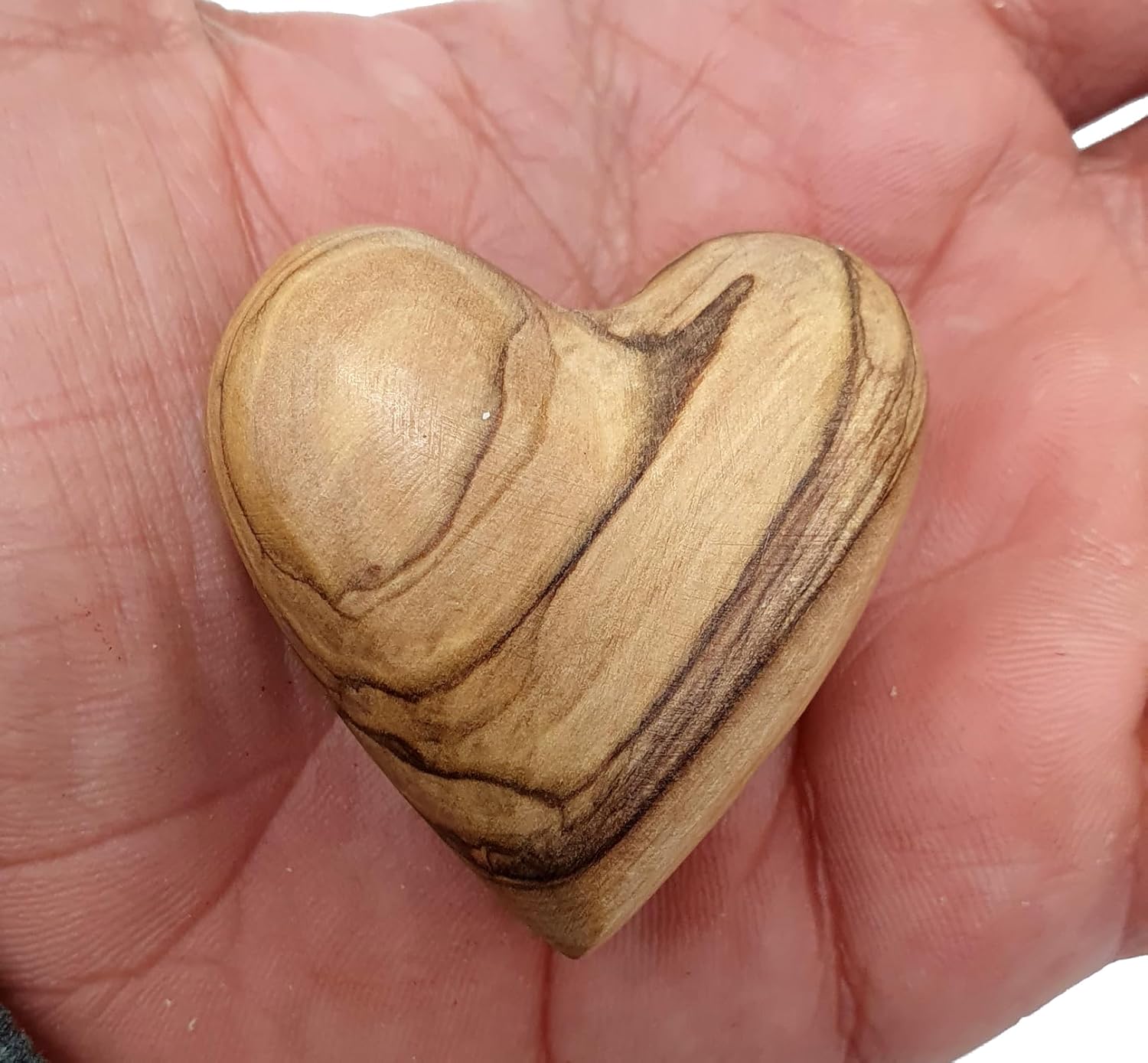 Zuluf Olive Wood Heart Wooden Carved Heart Wedding Gift Valentine Day Gift Made in Bethlehem with Certificate 1.7 x 1.5 Inch