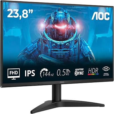 AOC 24B36X Gaming Monitor 24 Pulgadas 144Hz Panel IPS, 4ms GtG, HDR10, Adaptive Sync, (1920×1080 HDMI 1x 1.4) Negro