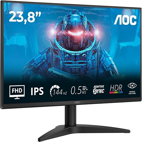 AOC 24B36X Gaming Monitor 24 Pulgadas 144Hz Panel IPS, 4ms GtG, HDR10, Adaptive Sync, (1920x1080 HDMI 1x 1.4) Negro