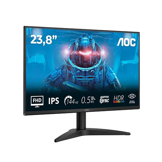 AOC 24B36X Gaming Monitor 24" FHD, 144Hz, IPS, 0.5ms MPRT, Adaptive Sync., HDR10 (1920x1080, 1x HDMI 1.4, 1x DP 1.4) Black