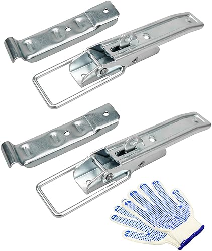 OCHIKI 2 pestillos de puerta de elevación de remolque utilitario con guantes, kit de cerraduras de acero de alta resistencia para puerta de remolque