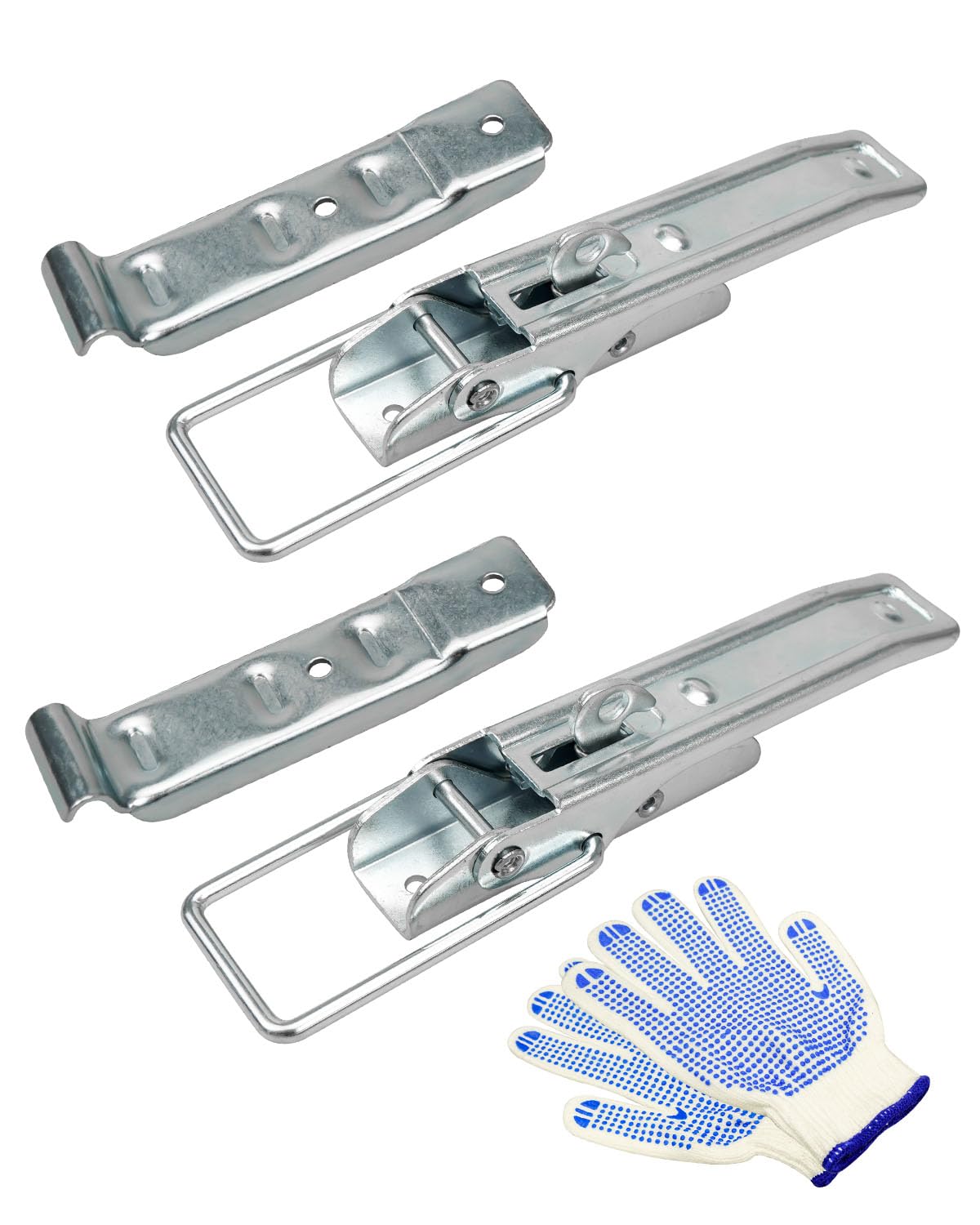2 Pcs Utility Trailer Lift Gate Latches with Gloves, Durable Steel Enclosed Trailer Door Latch Lock Kit, Heavy Duty Trailer Hasp Latch Handle for RV Cargo Camper Travel Trailer