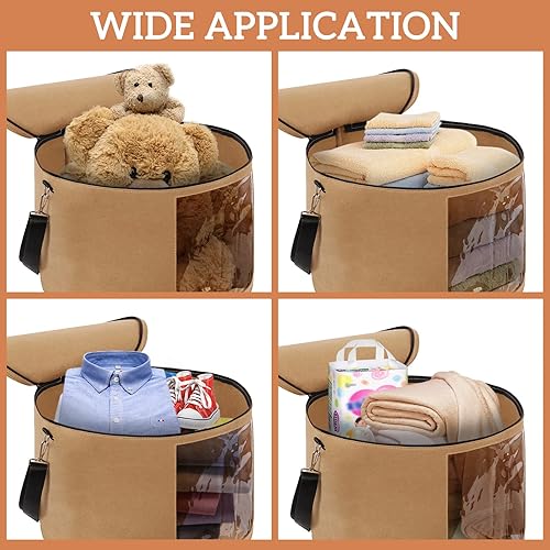 Miniatura 7 de Cajas grandes para sombreros con tapas, caja de almacenamiento plegable de fieltro para sombreros redondos, caja grande de viaje con asas y correa