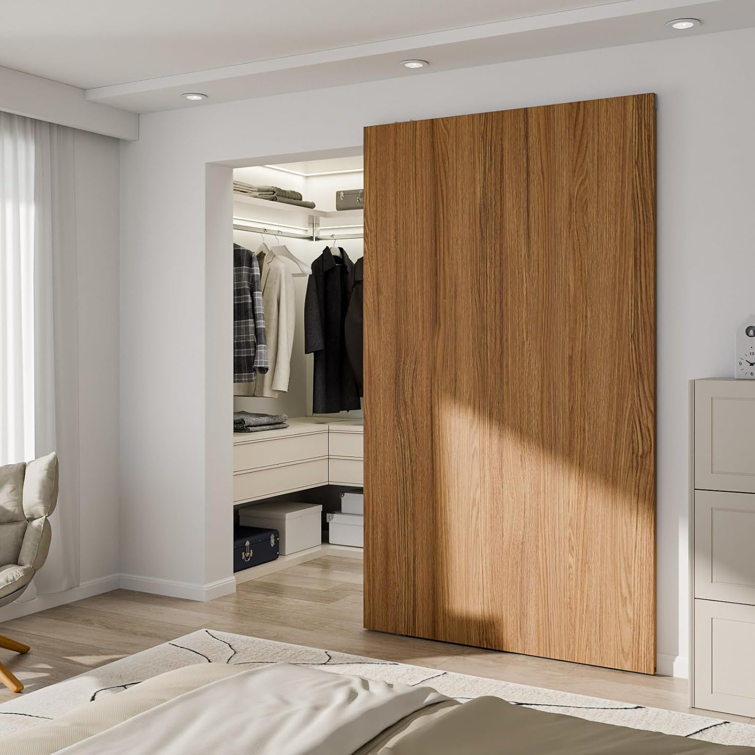 48” Concealed Sliding Barn Door Hardware with Soft Close Mechanism, Trackless Sliding Door Kit, Aluminum Hidden Track for Interior (Door is Not Included)