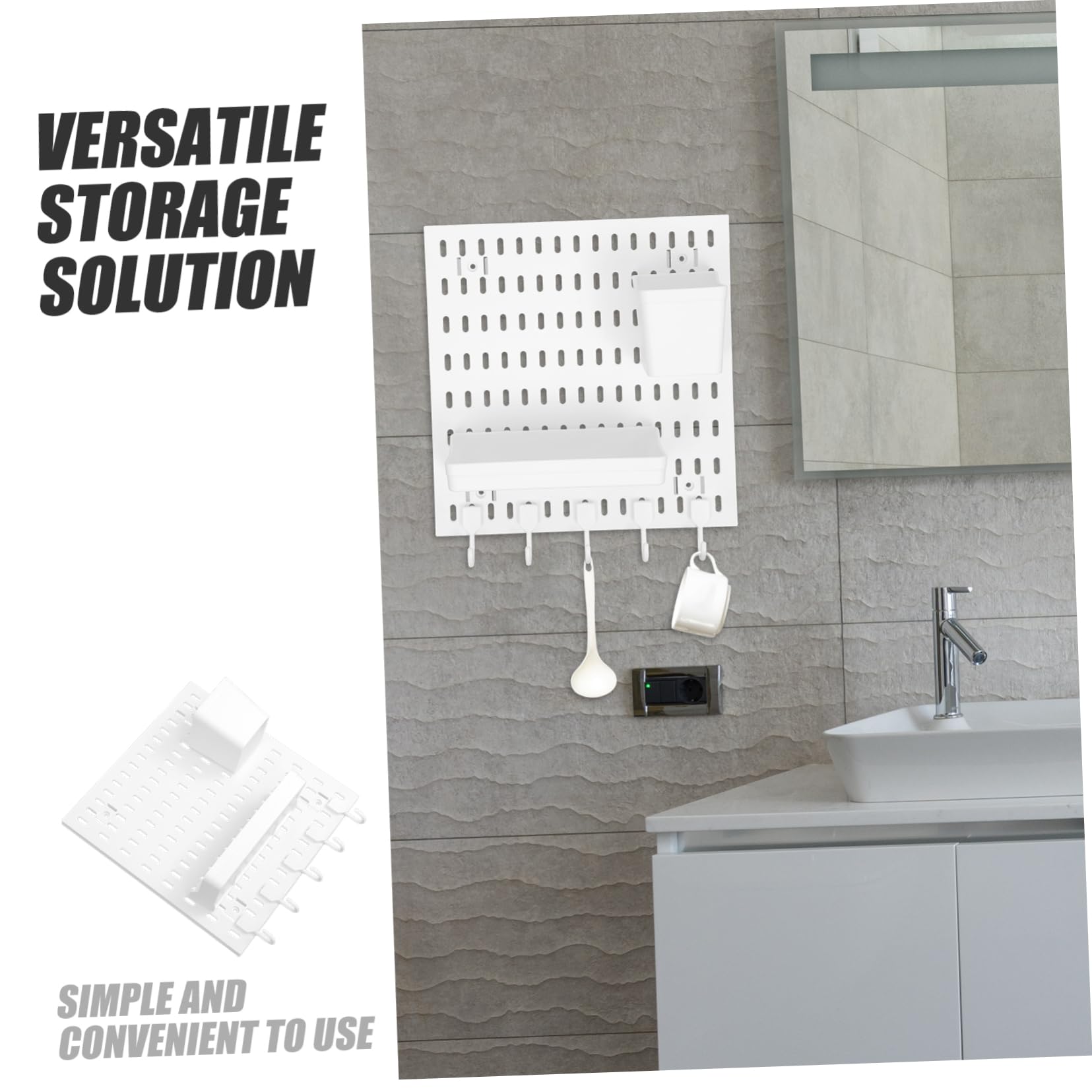 Wandmontierte Lochwand aus Pp mit Starker Tragfähigkeit und Platzsparender Aufbewahrung für Badezimmer und Wohnraum in Modernem Minimalistischen Design