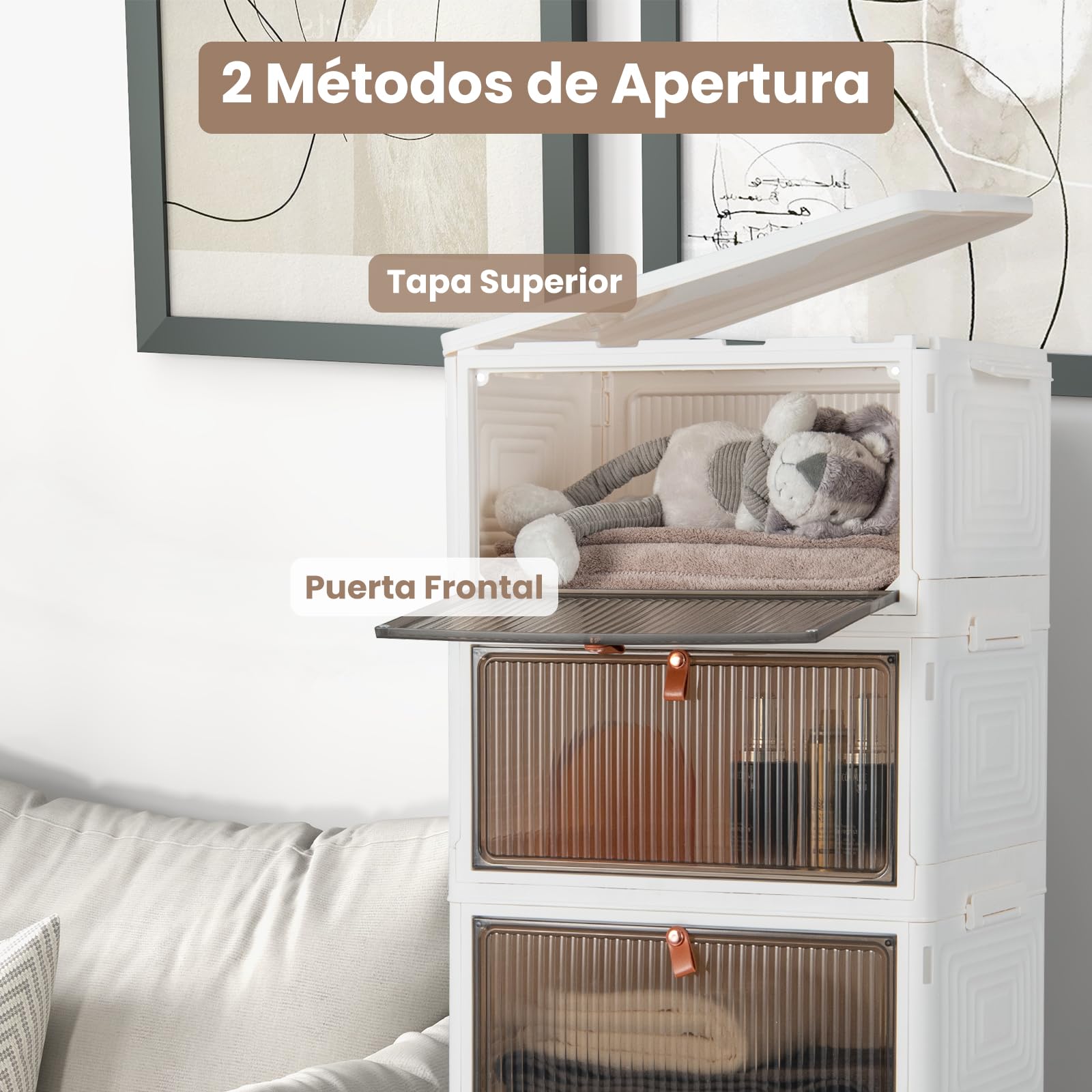 COSTWAY Cajas para Zapatos Plegable de 3/4/6 Niveles, Cajas Almacenaje Zapatos con Puertas Magnéticas Transparentes/Ruedas Universales Bloqueables, Caja Zapatero Plástica (6 niveles)