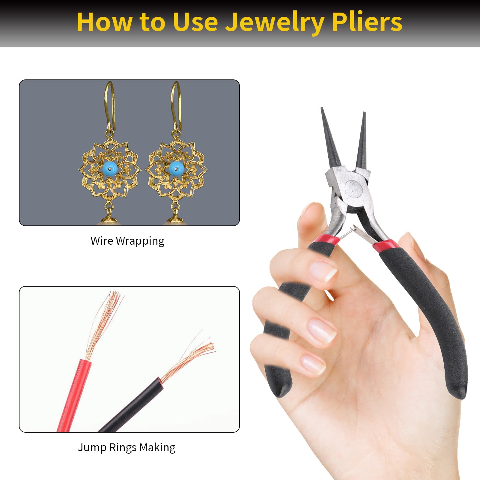 Pinze Per Gioielli 6 In 1 - Pinze A Becchi Tondi Per Creazione Bijoux Fai Da Te - Foto 10