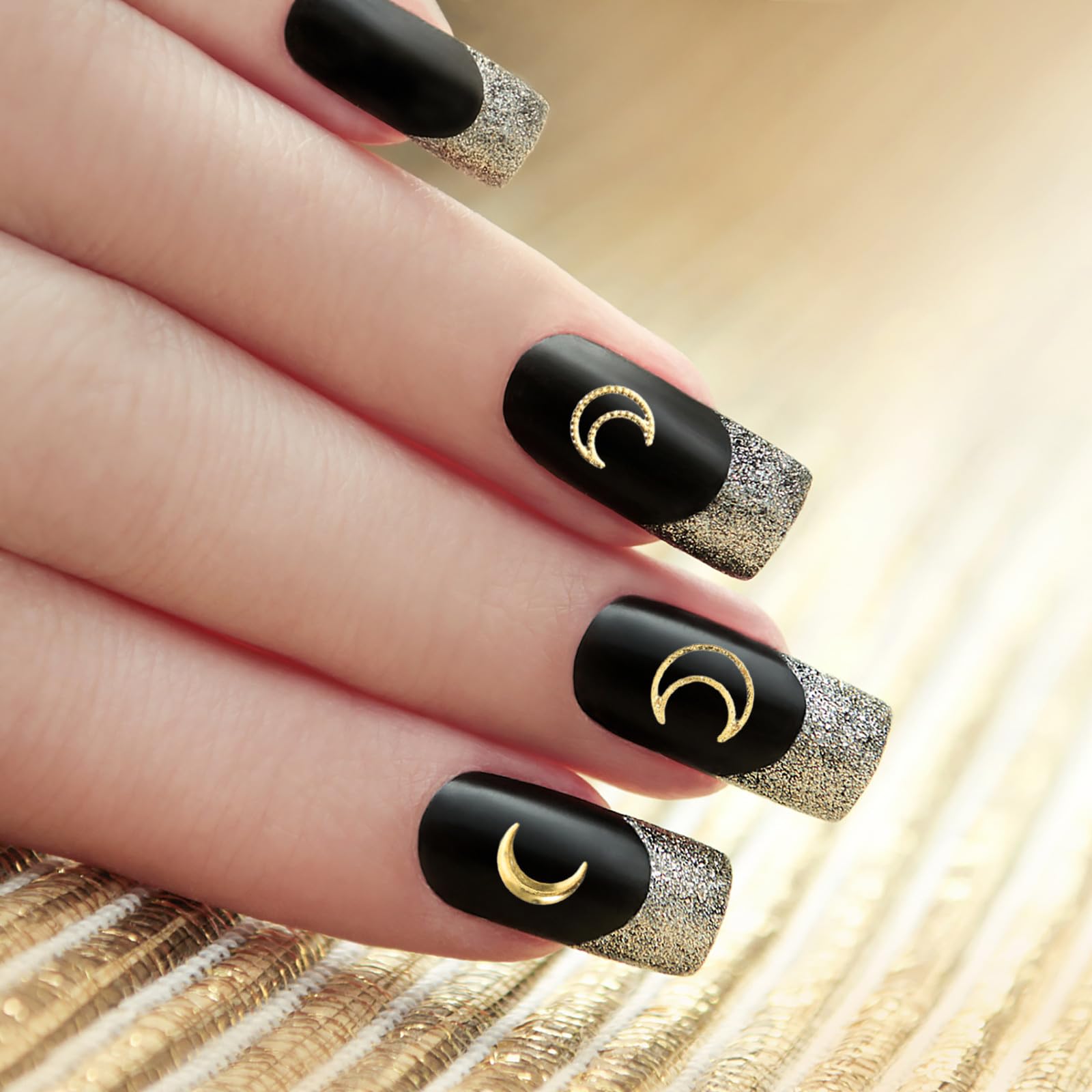 Ciondoli Lunari per Nail Art Oro Rame 1500 Pezzi, Stile Lussuoso | Finiture Piene, Cave e Testurizzate, Uso Quotidiano e Salone, Ampia Scelta per Manicure Fai da Te
