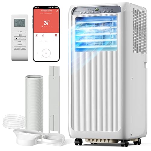 KOMORE Portable Air Conditioner 9000 BTU, 4-in-1 Air Conditioning Unit, Fan 2 Speeds & Cooling, Dehumidifier, Sleep Mode, Smart App WIFI & Remote Control, 24 Hour Timer, Window Kit - 9000 BTU-WIFI