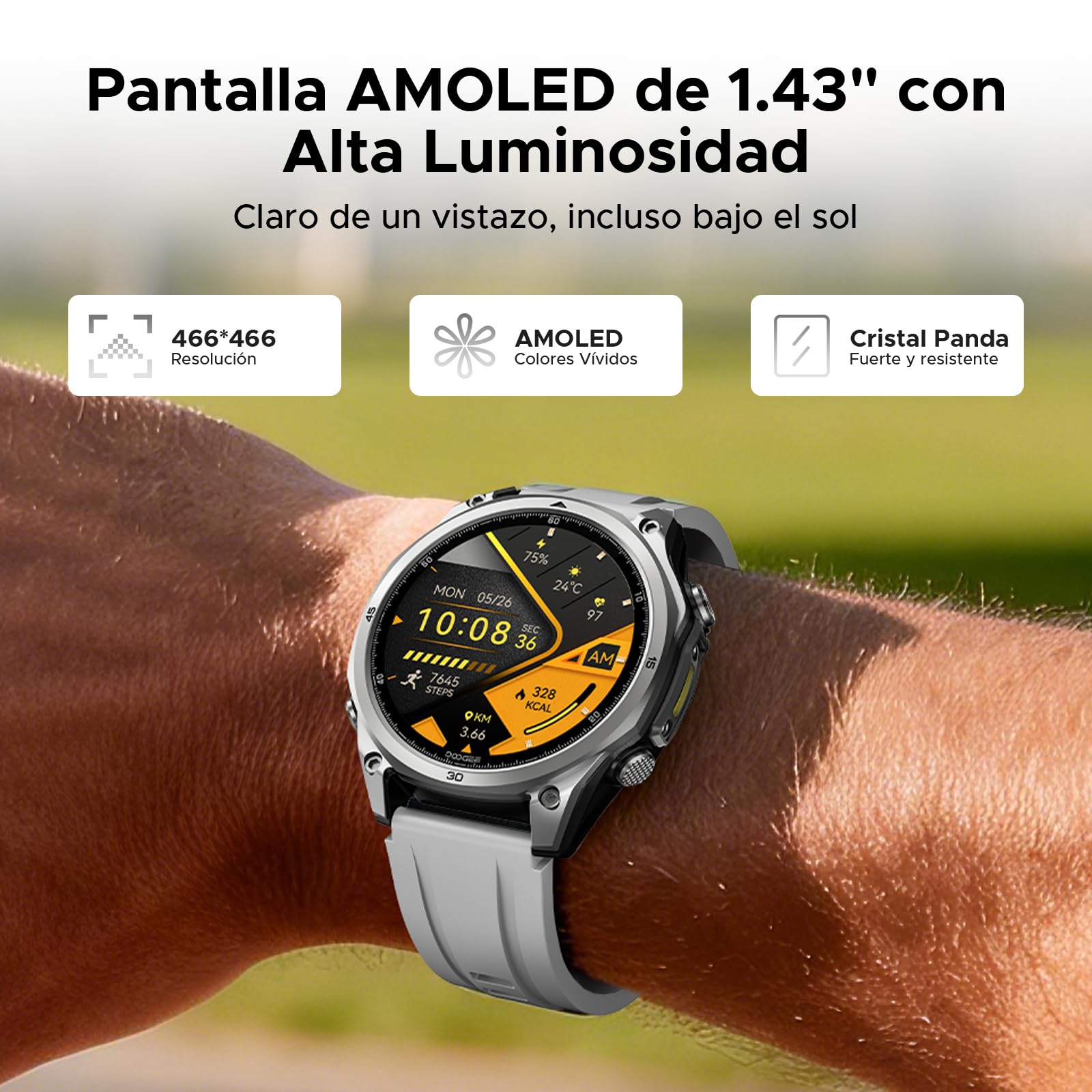 ANYWISE W1 LITE Smartwatch uomo,1.43''AMOLED Rugged Smartwatch Per Android/IOS, 5ATM Fitness Tracker,170+Sports Modes, Answer/Make Calls/12 Days Battery/Heart Rate/SpO2/Sleep Monitor