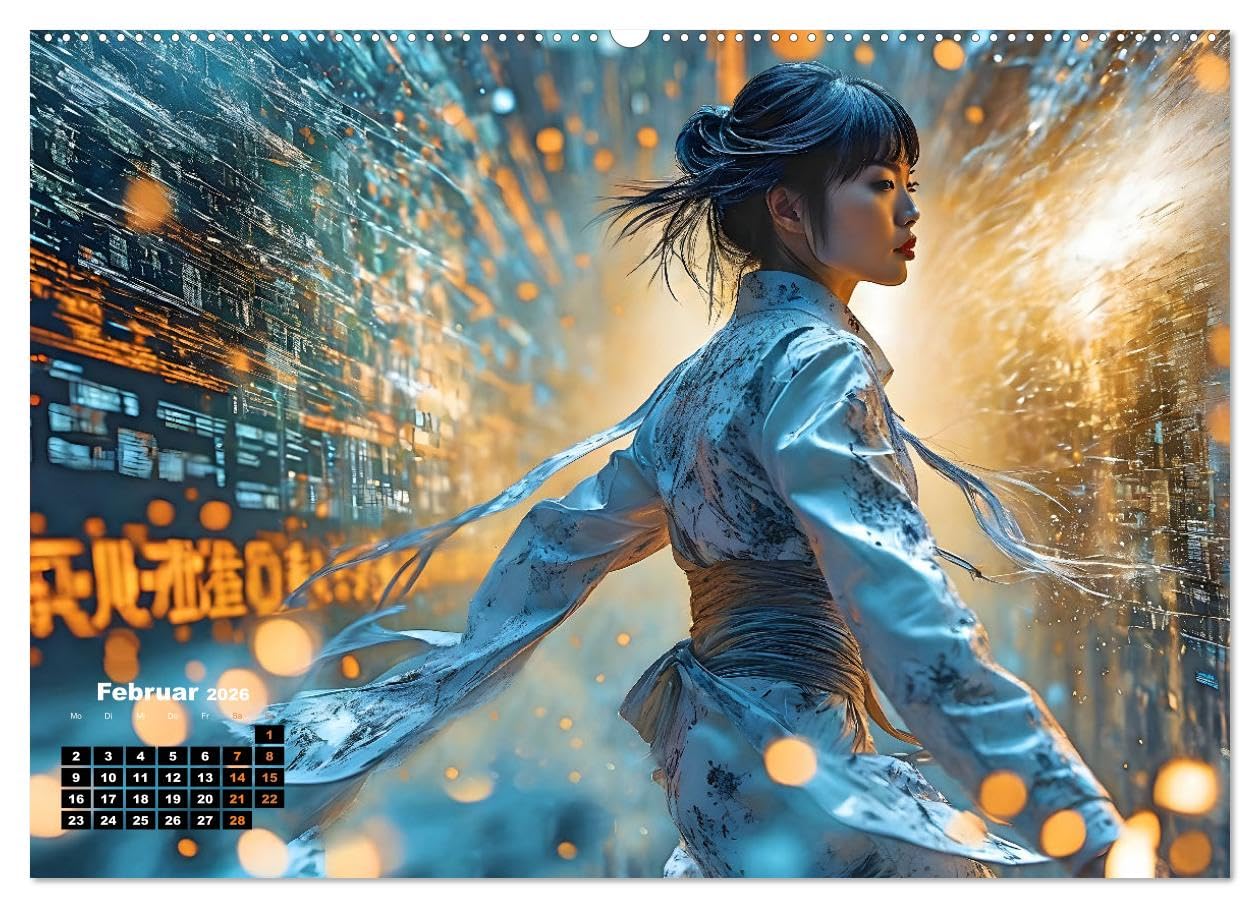 Kriegerin der Cyberwelt (hochwertiger Premium Wandkalender 2026 DIN A2 quer), Kunstdruck in Hochglanz: Atemberaubende epische Bilder einer jungen ... verworrene Träume navigiert (CALVENDO Kunst)