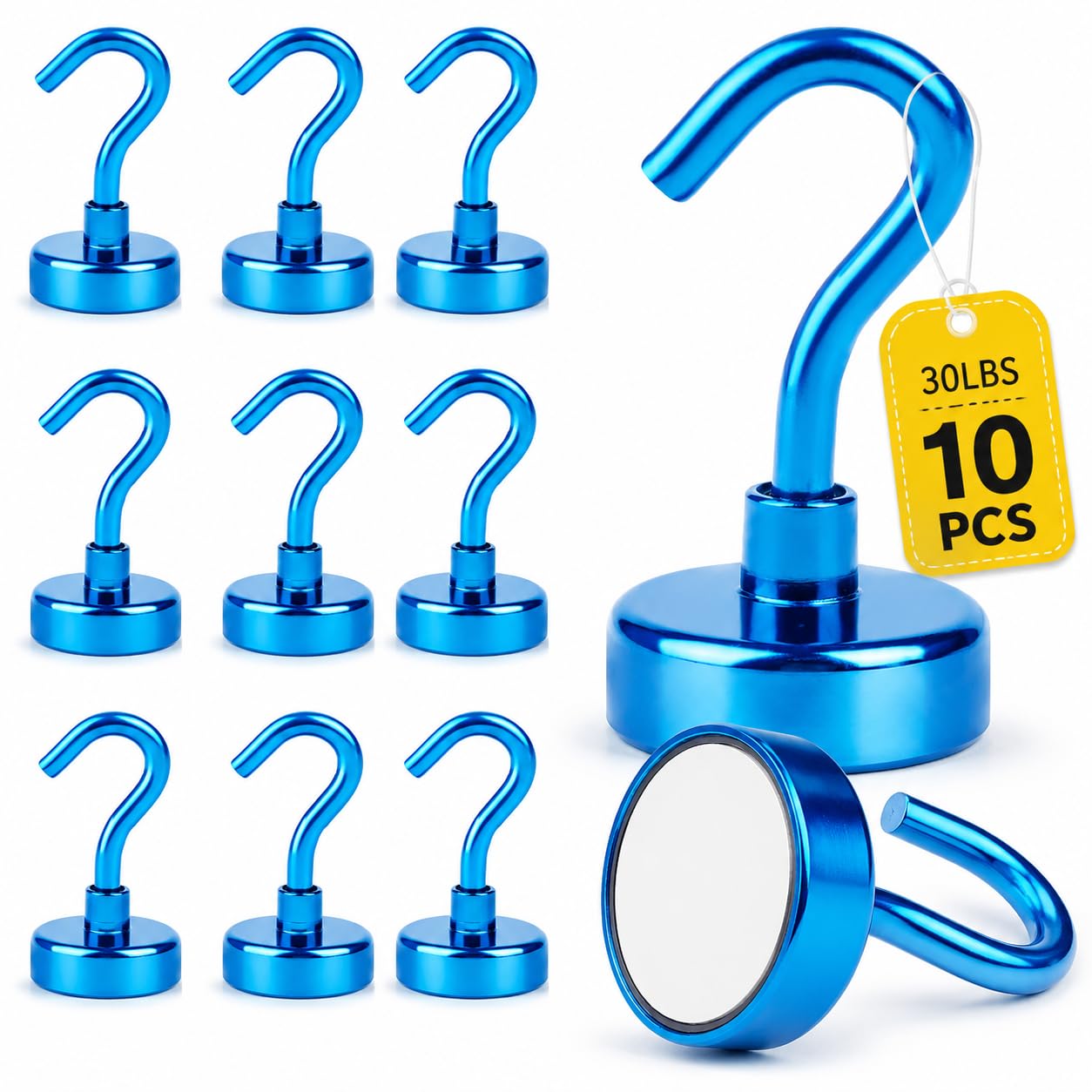 Heavy Duty Magnetic Hooks - Holds 30 lbs -10