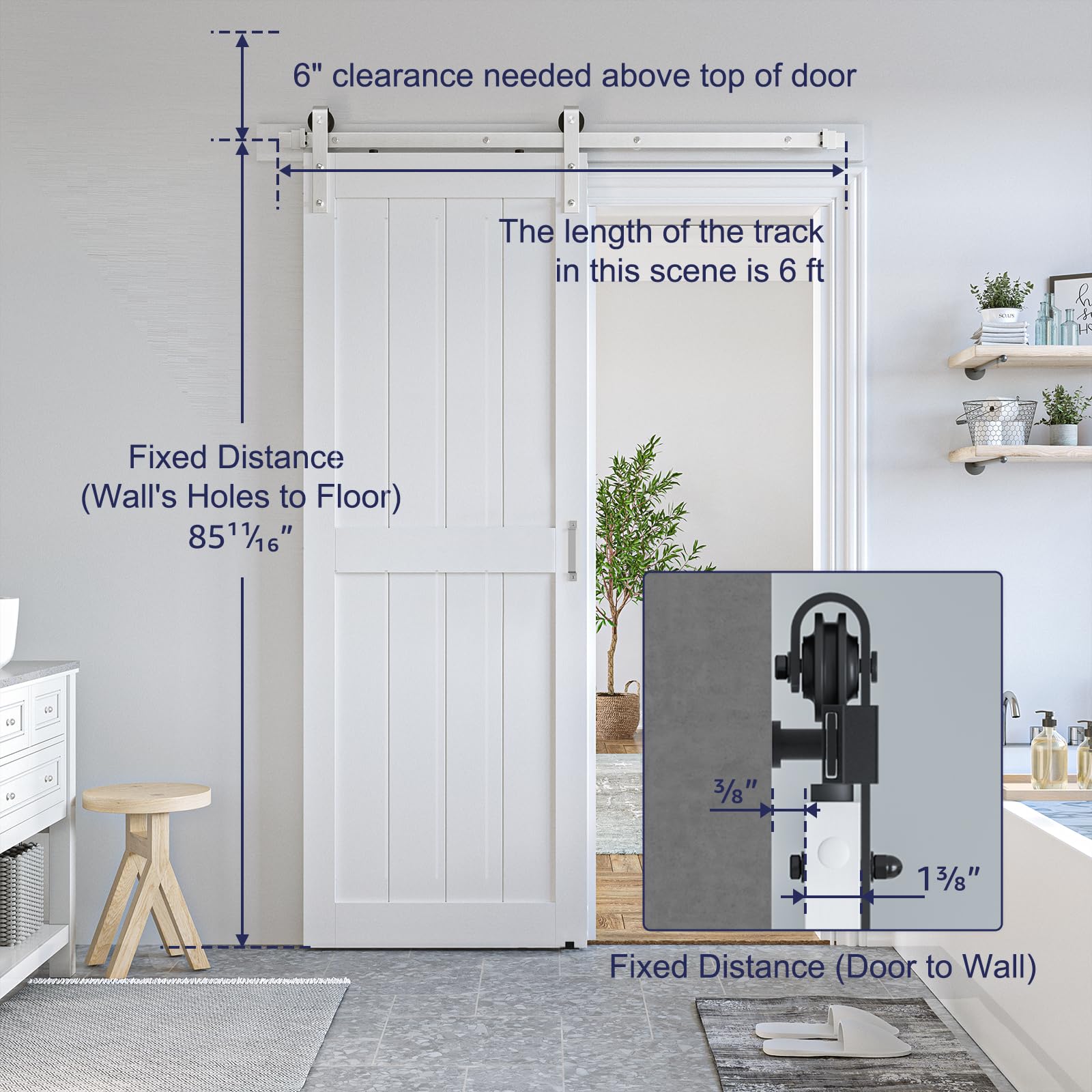 Snapklik.com : SmartStandard 28 X 84 Inch White Slidng MDF Barn Door