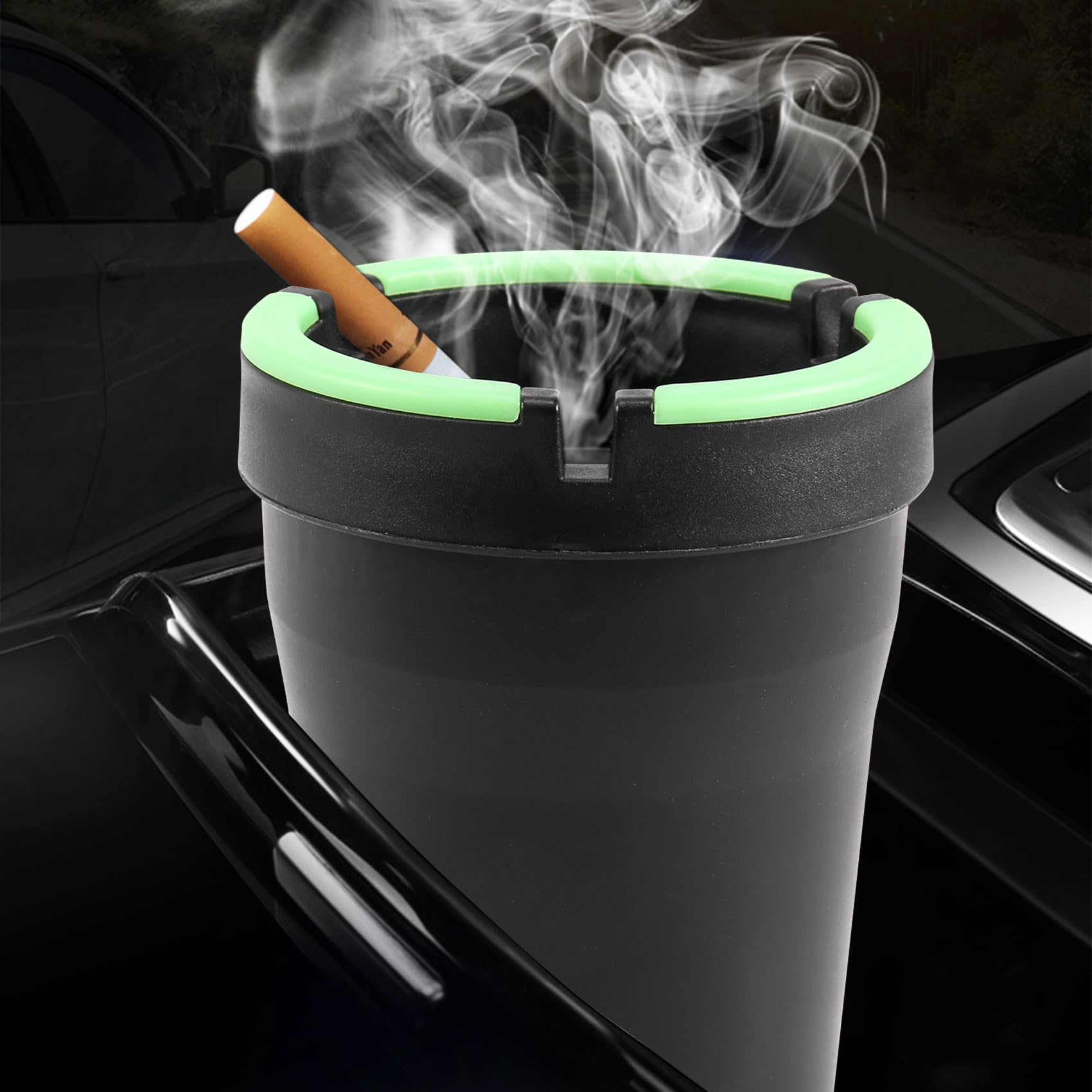 Jkjhbhged Stub Out Glow in the Dark Cup-Style Self-Extinguishing Ashtray - Black, 140972