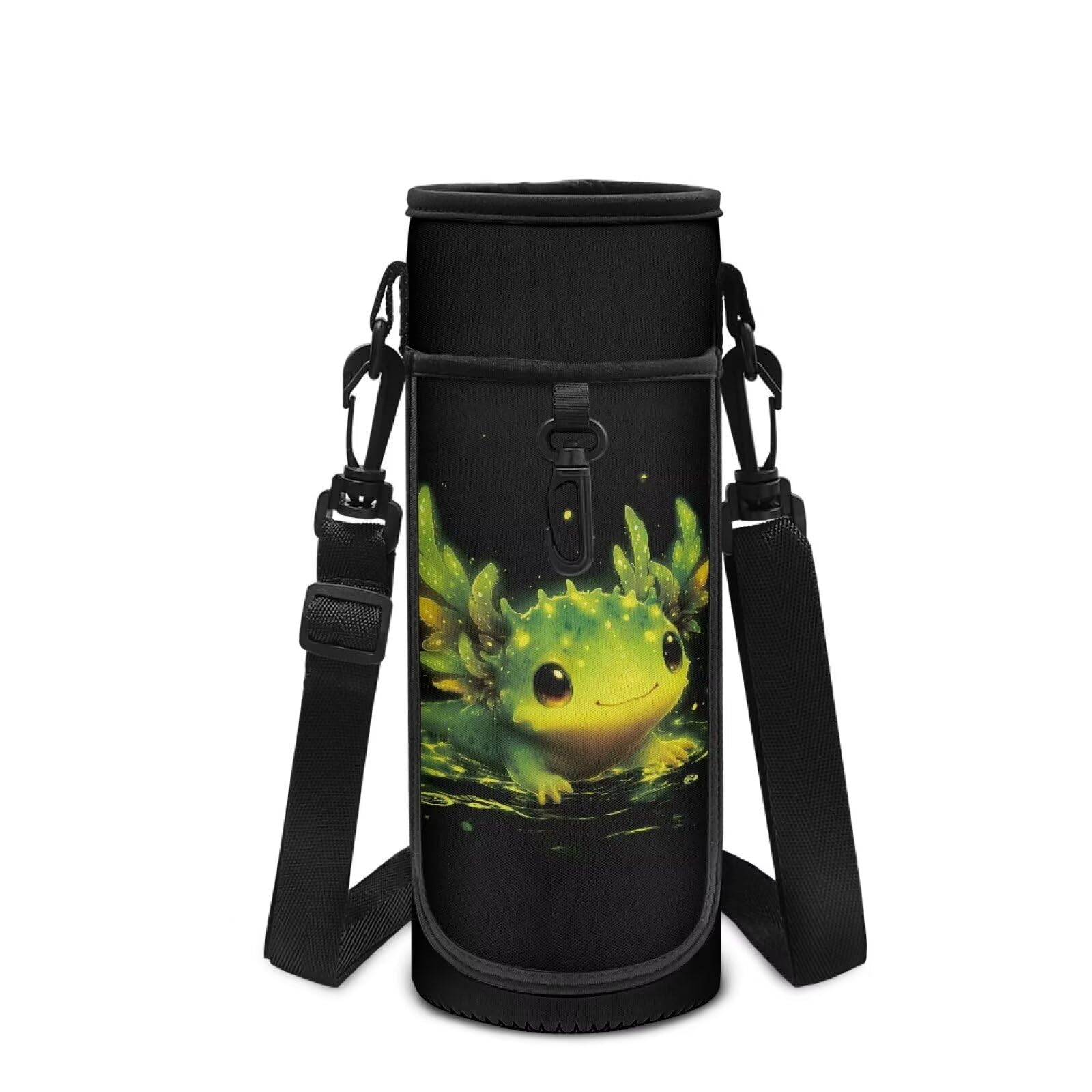 POLERO Axolotl Water Bottle Pouch for Girls Cute Water Bottle Holder Carrier Bag Neoprene Sleeve for Walking Camping