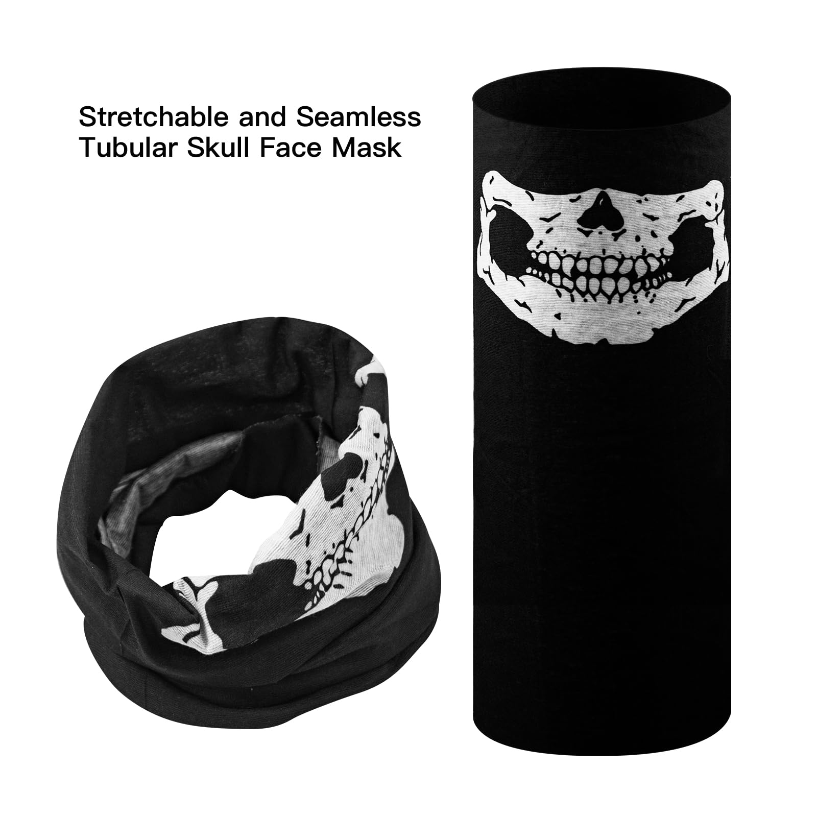 Milaloko White Skeleton Gloves and Skull Face Mask Full Finger Ghost Bones Gloves for Adult Halloween Cosplay Dance Costume Party - Image 3