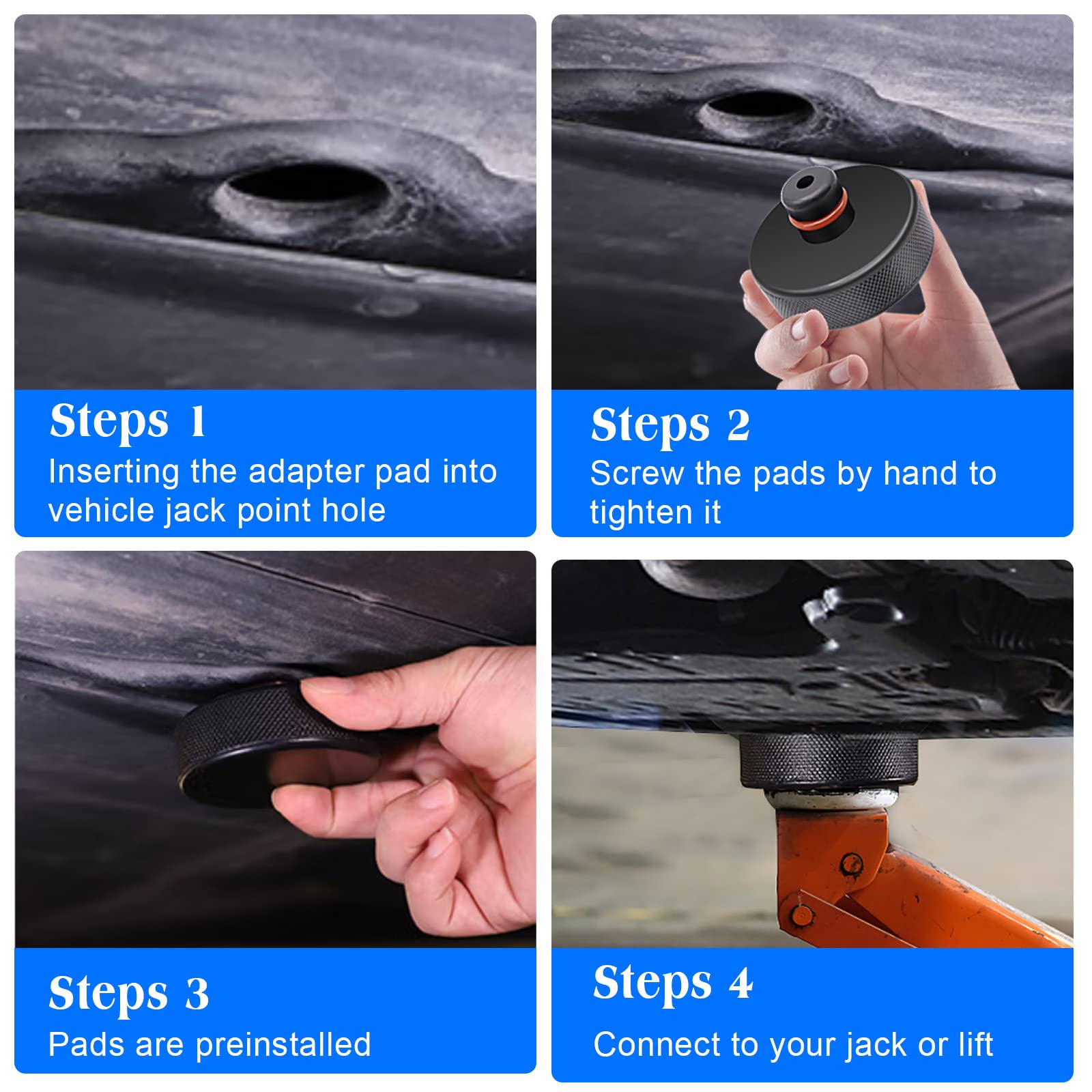 Podkładka do podnoszenia podnośnika, Askwhy Jack Puck Pads do modelu Tesla 3/S/X/Y, podnośnik, narzędzie z pudełkiem do przechowywania, 4 szt