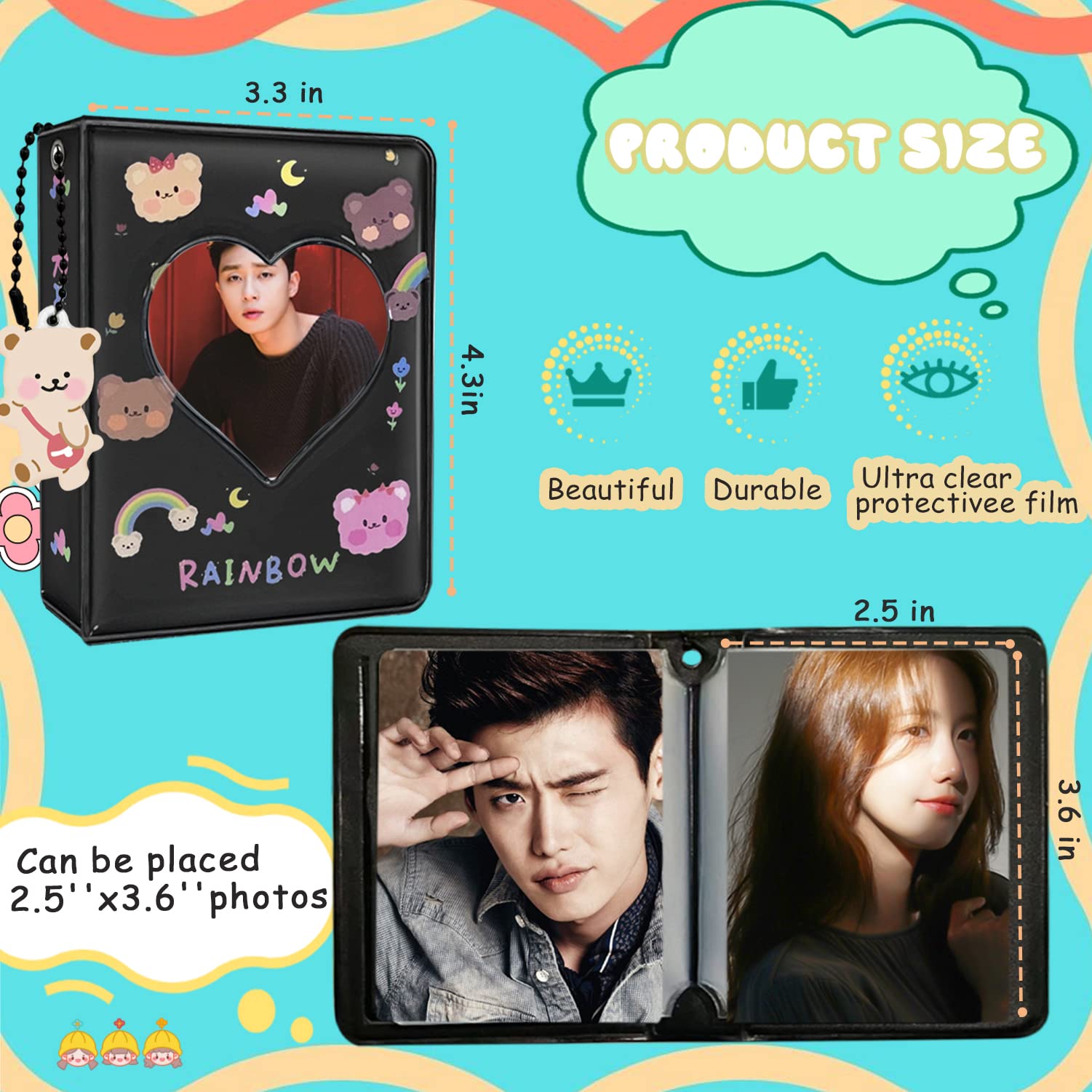 KeCool Kpop Classeur pour cartes photo de 7,6 cm, mini album photo Kpop