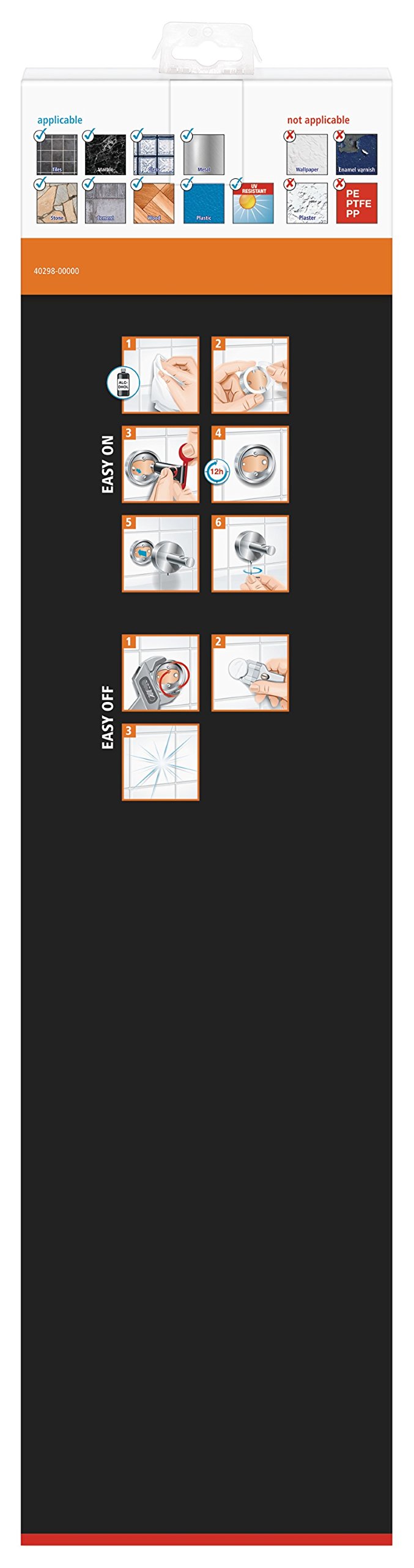 Tesa Loxx porte serviette mural inox, finition brillante métal chromé