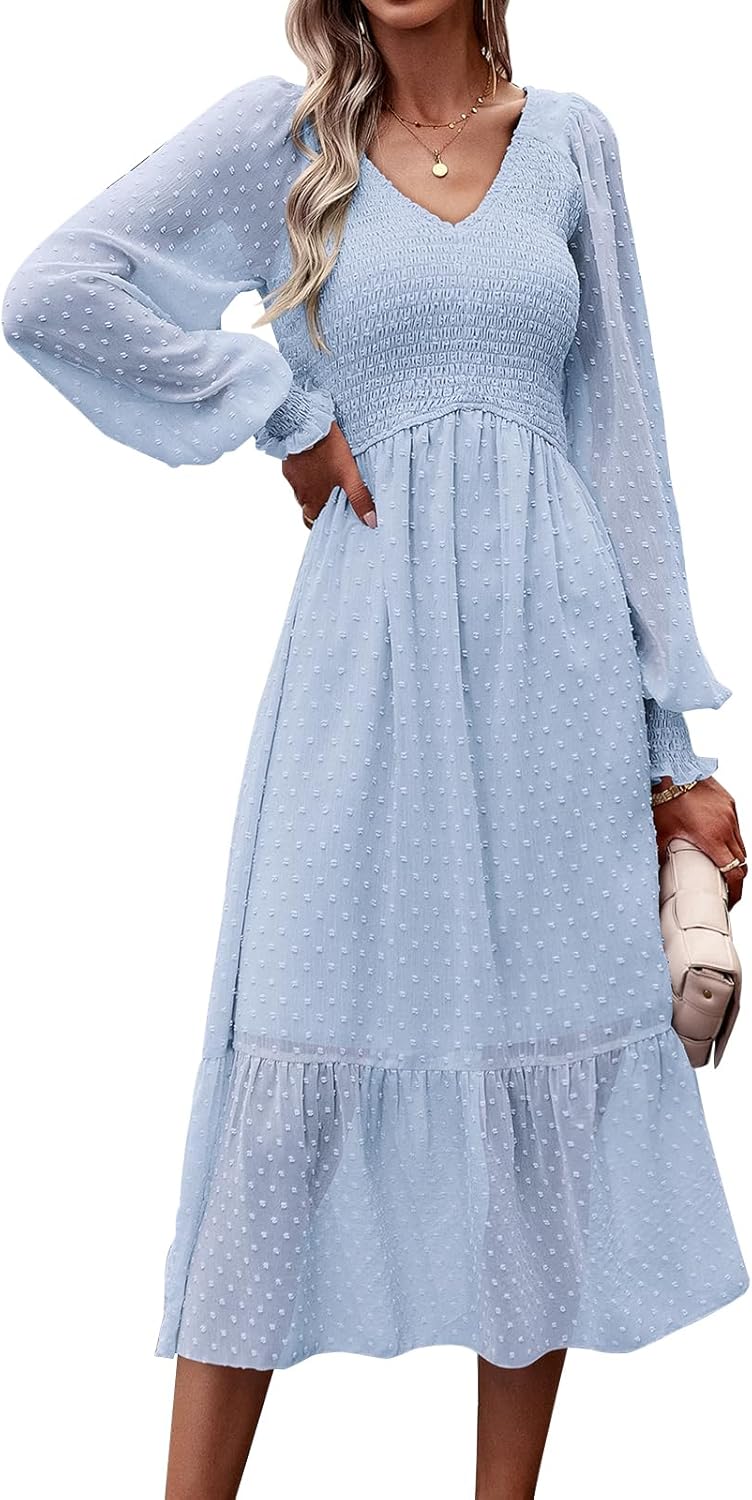 【BAON】25SS★ [BAONHAUS] Havet Dot Shirring Layered Midi OP BAON】25SS☆ [BAONHAUS] Havet Dot Shirring Layered Midi OP