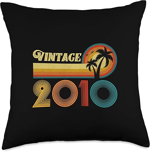 Miniatura 4 de Vintage 2010 Birthday Gift for Men Women 14 Years Retro Palm Throw Pillow