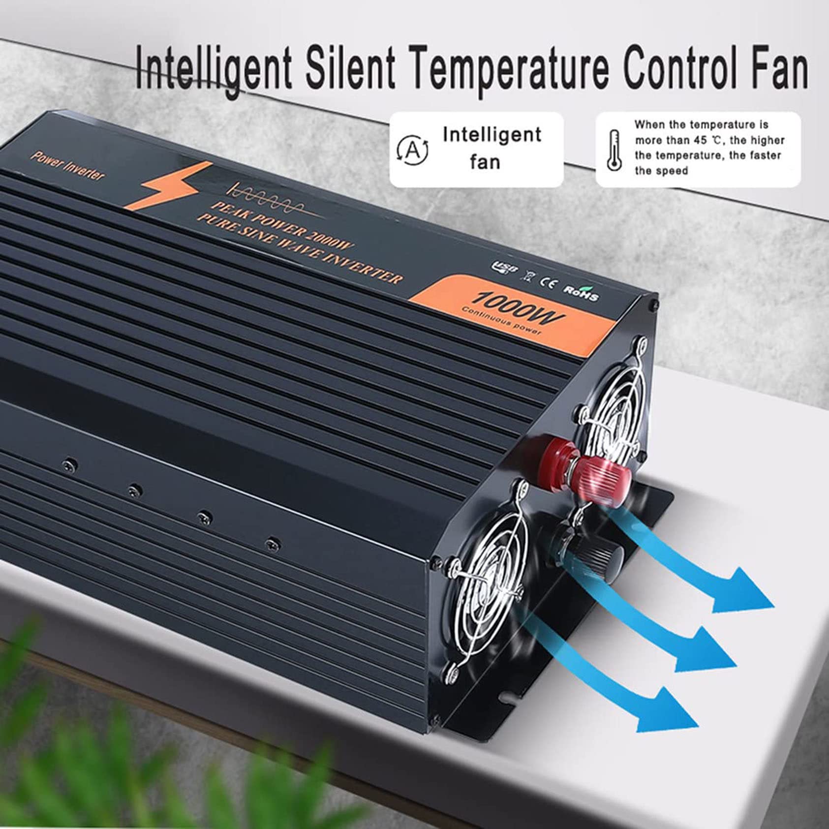 Ciągłe Wyjście 2000w/3000w/4000w/5000w/6000w Czysta Fala Sinusoidalna Przetwornica Napięcia 12v/24v/48v/60v Na Ac 230v Konwerter Z Gniazdami, Do Domu I Na Zewnątrz,5000W-48Vto220V