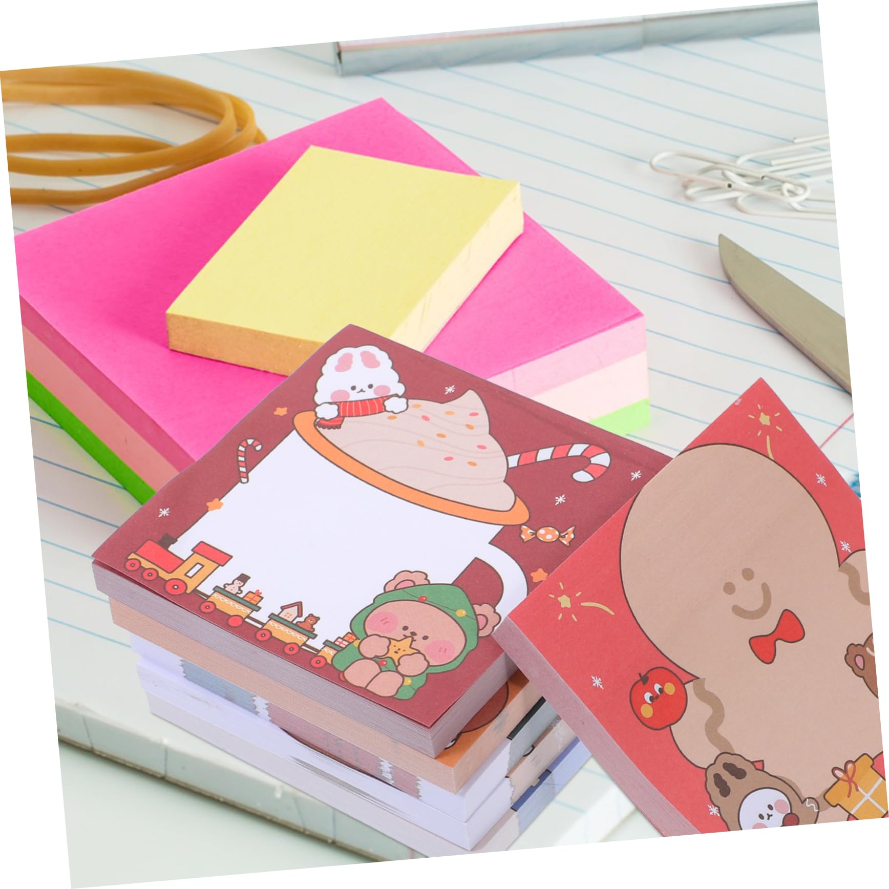 2 Sets Selbstklebende Weihnachts-memo-aufkleber Kawaii Super-kawaii-briefpapier Weihnachtsmotiv Muster Post-note Tragbar 12 Stück