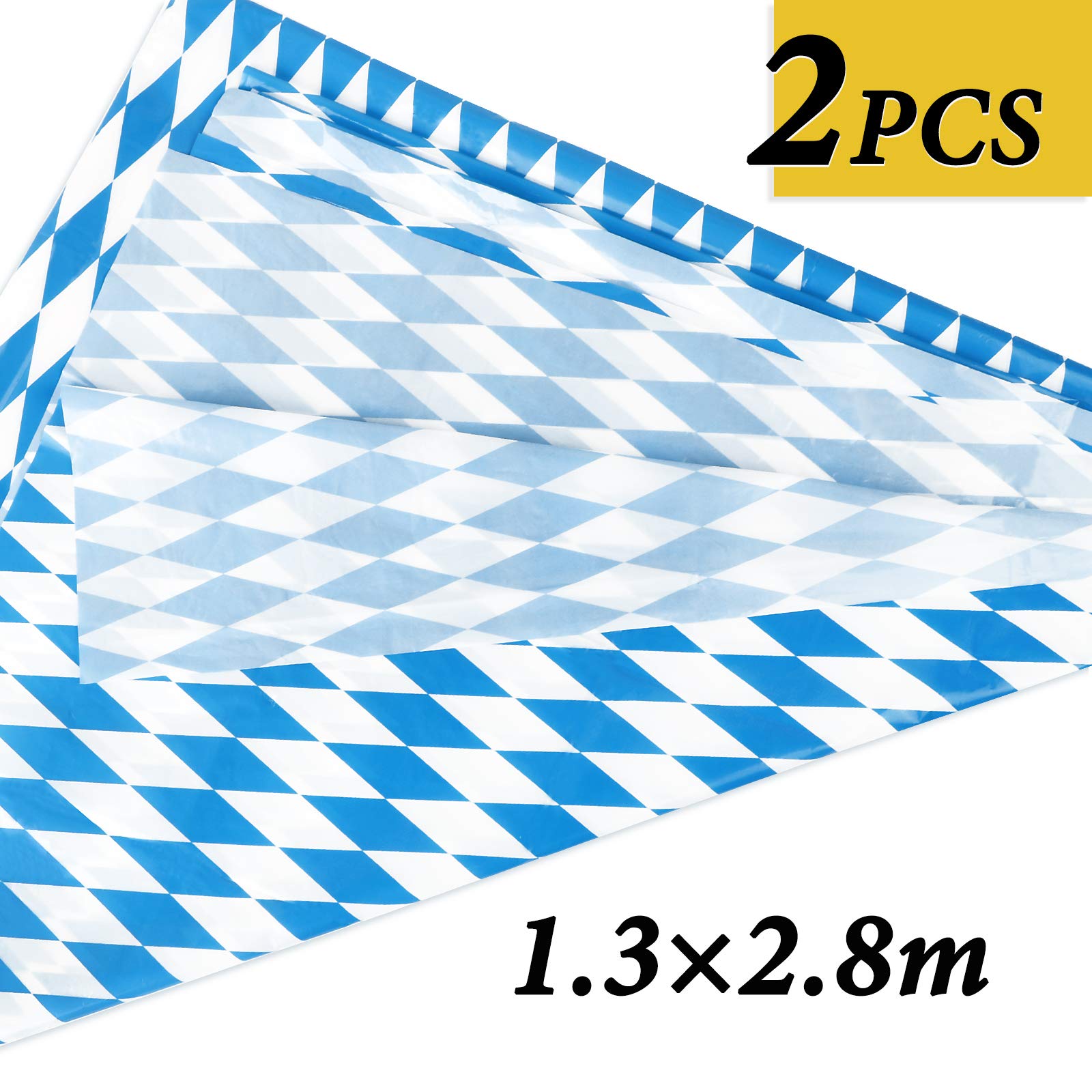 Set De Table Oktoberfest Bleu Et Blanc - 1 Nappe (183x35,5 Cm) + 4 Sets De Table (45x30 Cm) - Polyester Lavable, Décoration Fête De La Bière