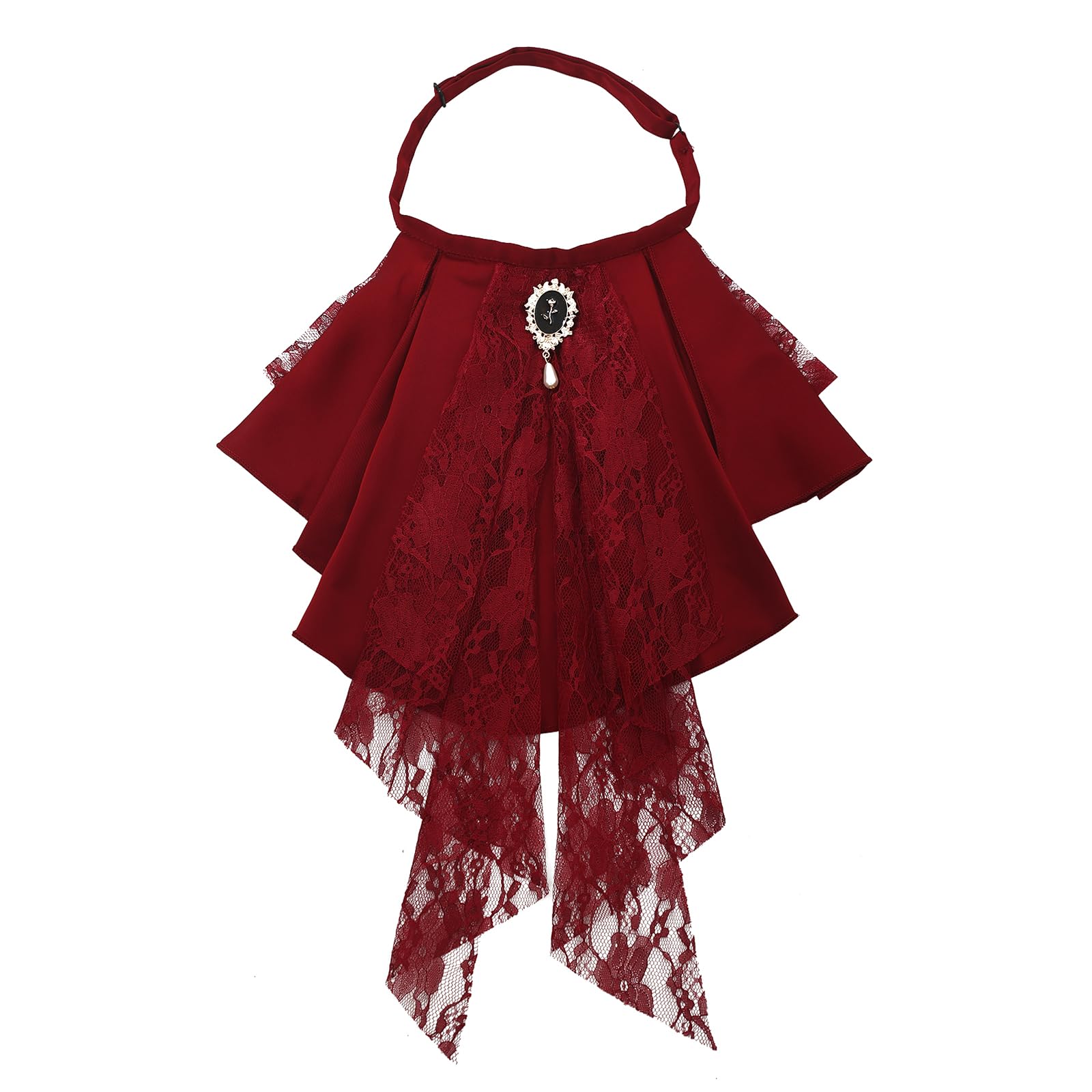 UniqKaliber Viktorianische Steampunk-Kragen Rüschen Kolonialspitze Jabot Krawatte Lolita Zubehör