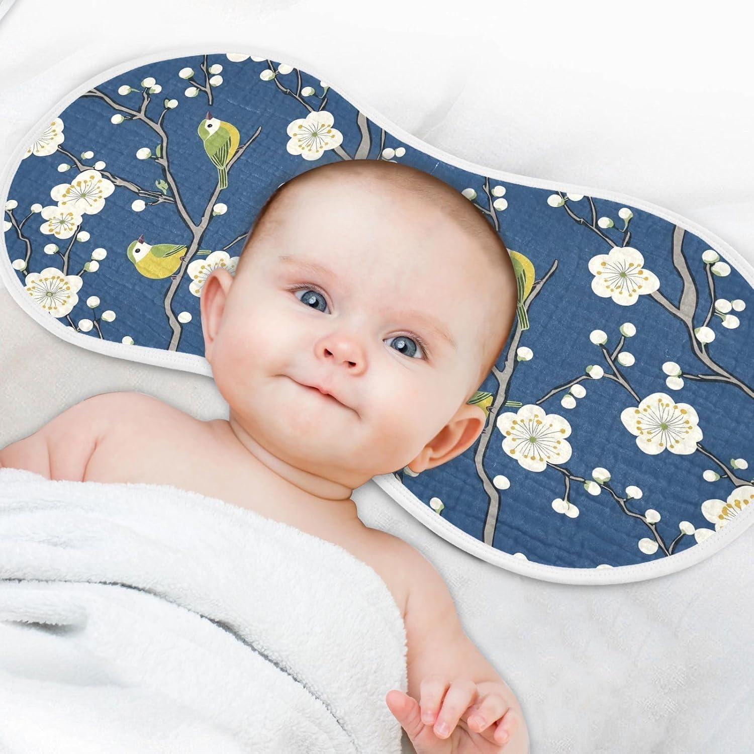 vvfelixl Bird Blossom Elegant Burp Cloths for Baby Boy Girls Baby Washcloths Burp Rags 1 Pack