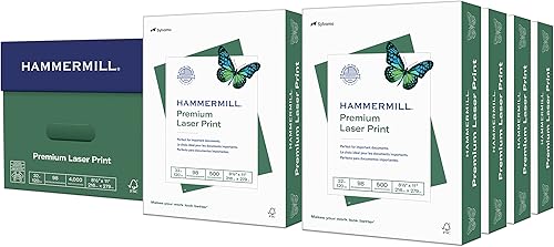 Hammermill Papel para impresora, impresión láser premium de 32 libras, 8.5 x 11 - 8 resmas (4000 hojas) - 98 brillante, fabricado en los Estados