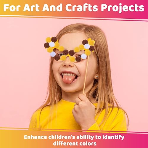 Miniatura 6 de Caydo 300 pompones negros de 1 pulgada con 100 ojos ondulados para arte infantil y decoración creativa