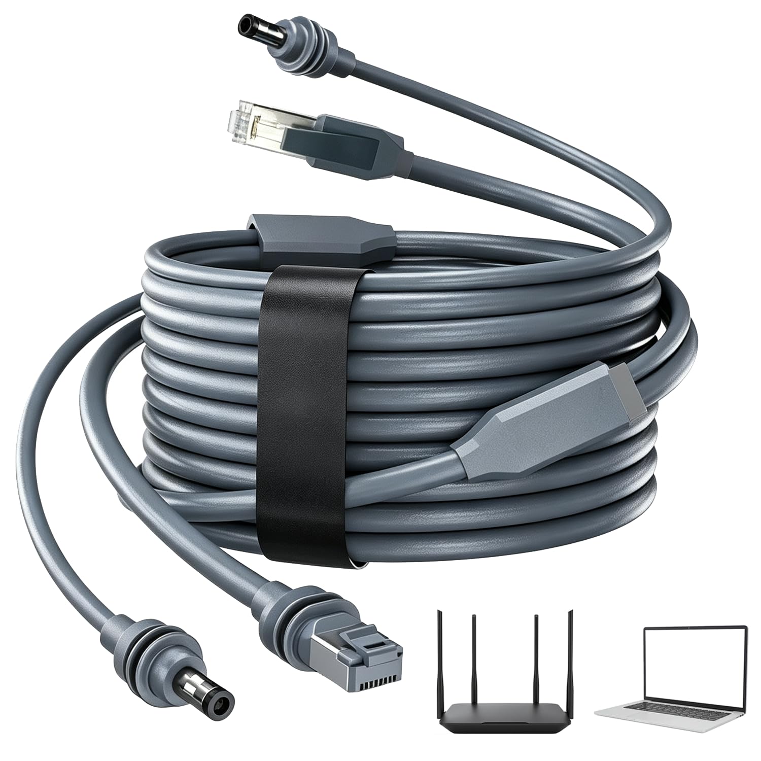 Kabel 2 w 1 do Starlink Mini, kabel 10 m, DC/RJ45 ze zintegrowanym zasilaniem i transmisją sygnału, wodoszczelny, zapasowy kabel przedłużający do routerów Starlink mini, laptopów