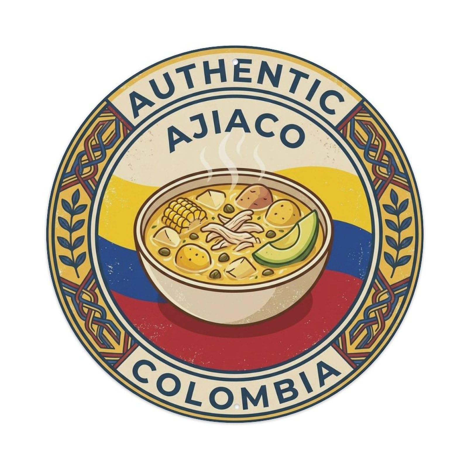 Colombia Travel Ajiaco Colombian Soup Cuisine Metal Tin Sign