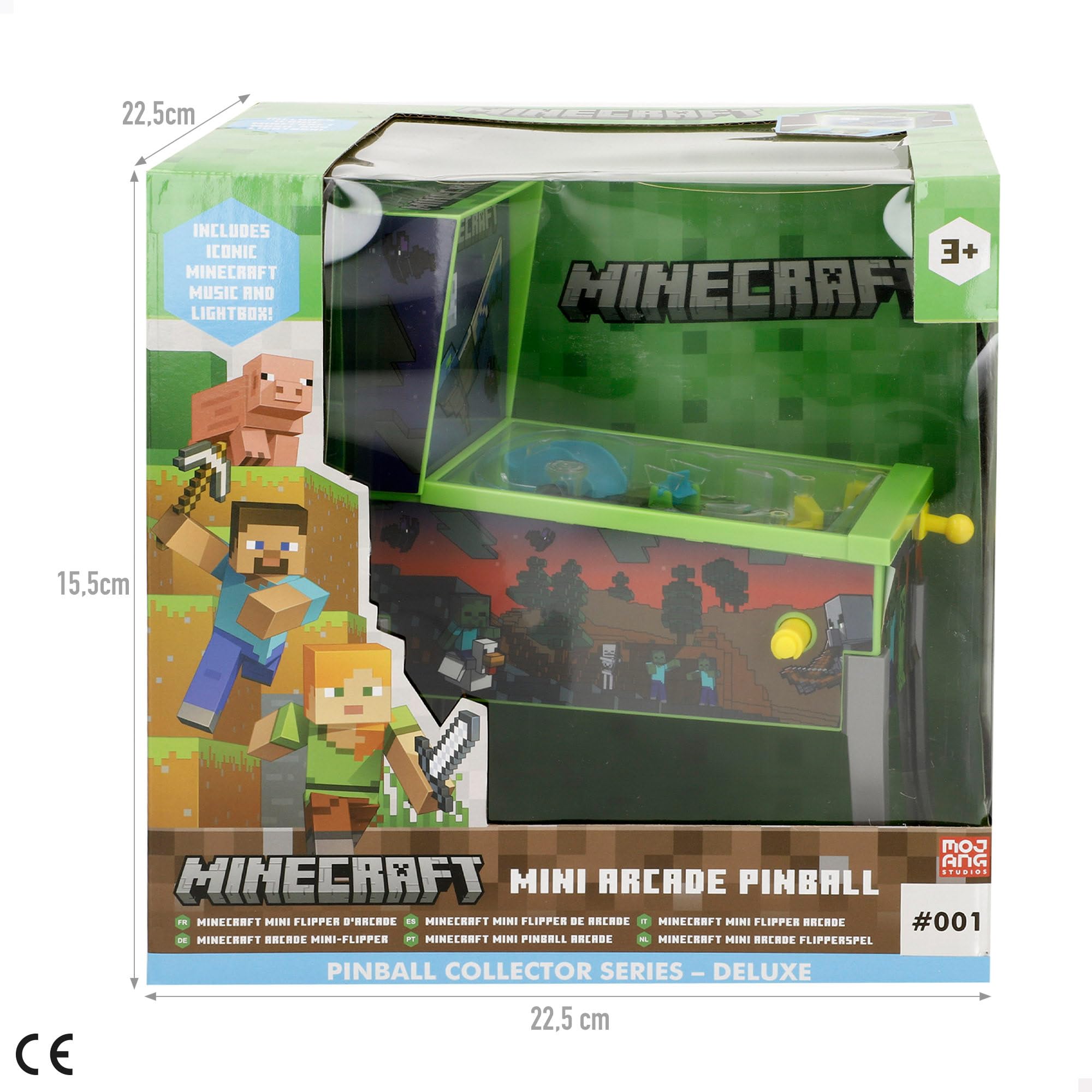 ColorBaby Minecraft Mini Pinball Arcade de Mesa, Luces y Sonido, Dibujos Animados, Juegos de Mesa, Juguetes Retro, Juguete coleccionismo, Recomendado Adultos y niños +3 años (77712)