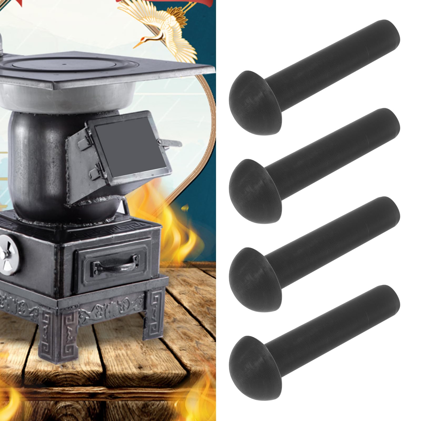 SG Store 4pcs Steel Wood Stove Door Hinge Pins 3/8 x 1-3/4 Inch Door Hinge Pins Compatible with Fisher Wood Stoves Solid Steel Hinges - Image 2