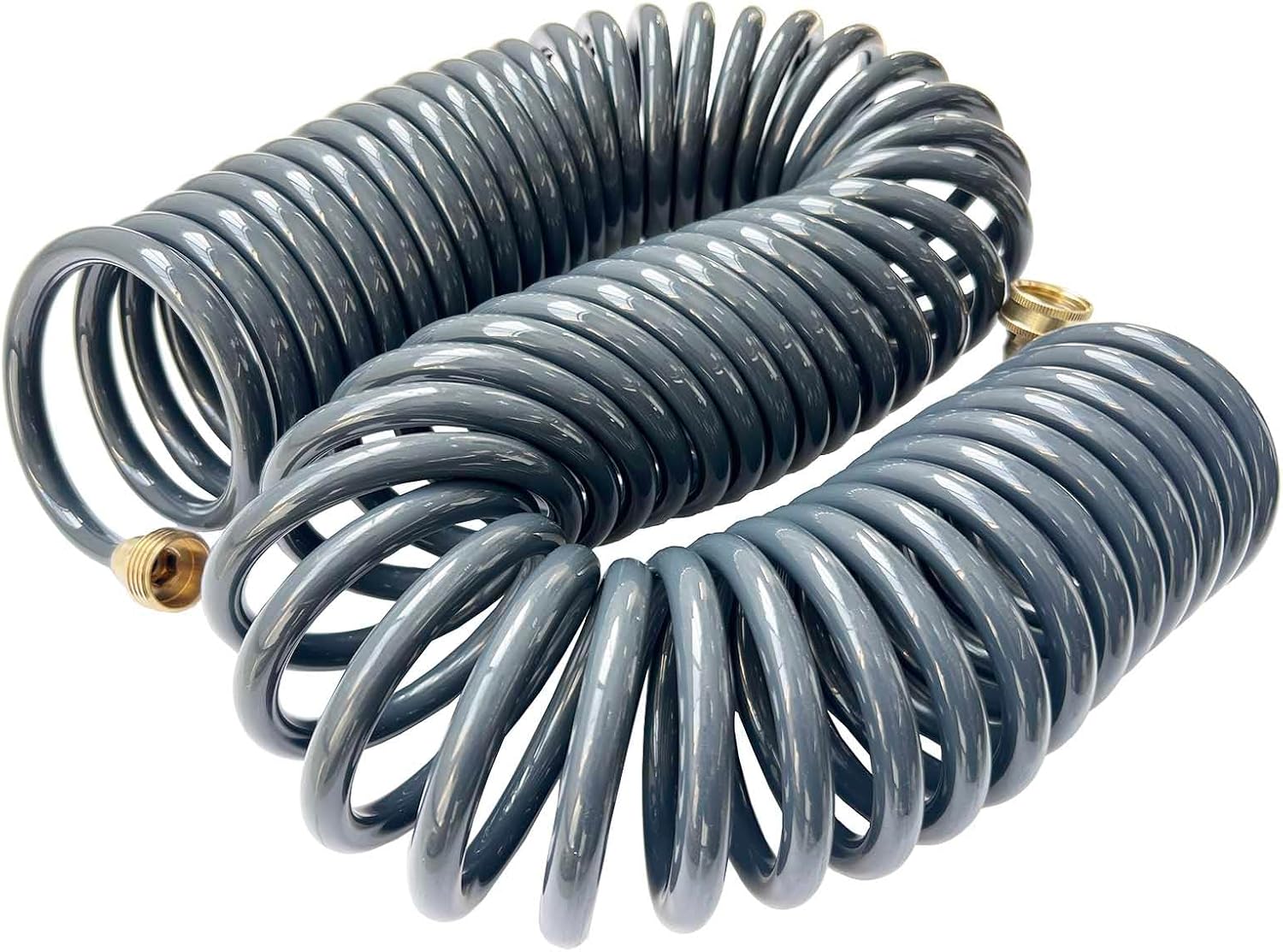 SANFU PU Recoil Garden Water Hose 3/8"ID(9.5 x 12.7mm) x 50ft Premium with 3/4"Inch Brass Fittings Retractable, Outdoor Patio Hose Marine&Boat, Gray(50')